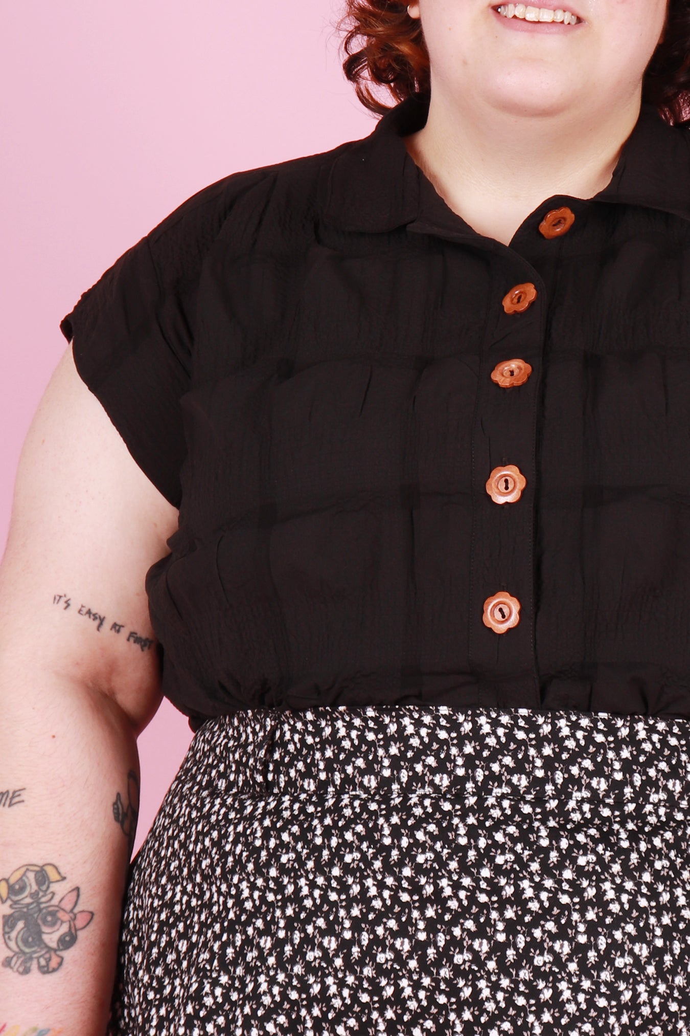 Trixie Shirt Black Dahlia Textured Cotton