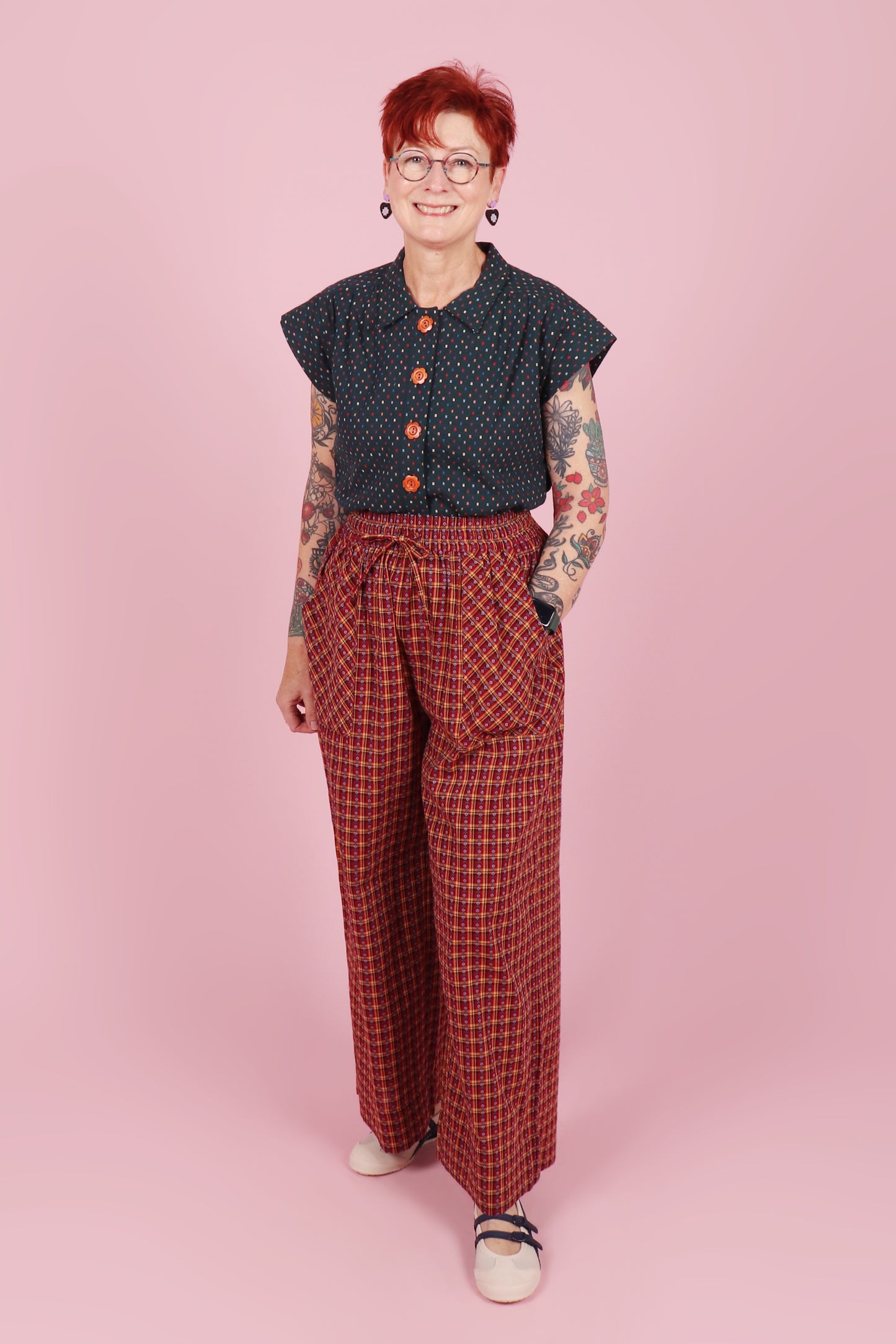 Paloma Pants Rose Plaid