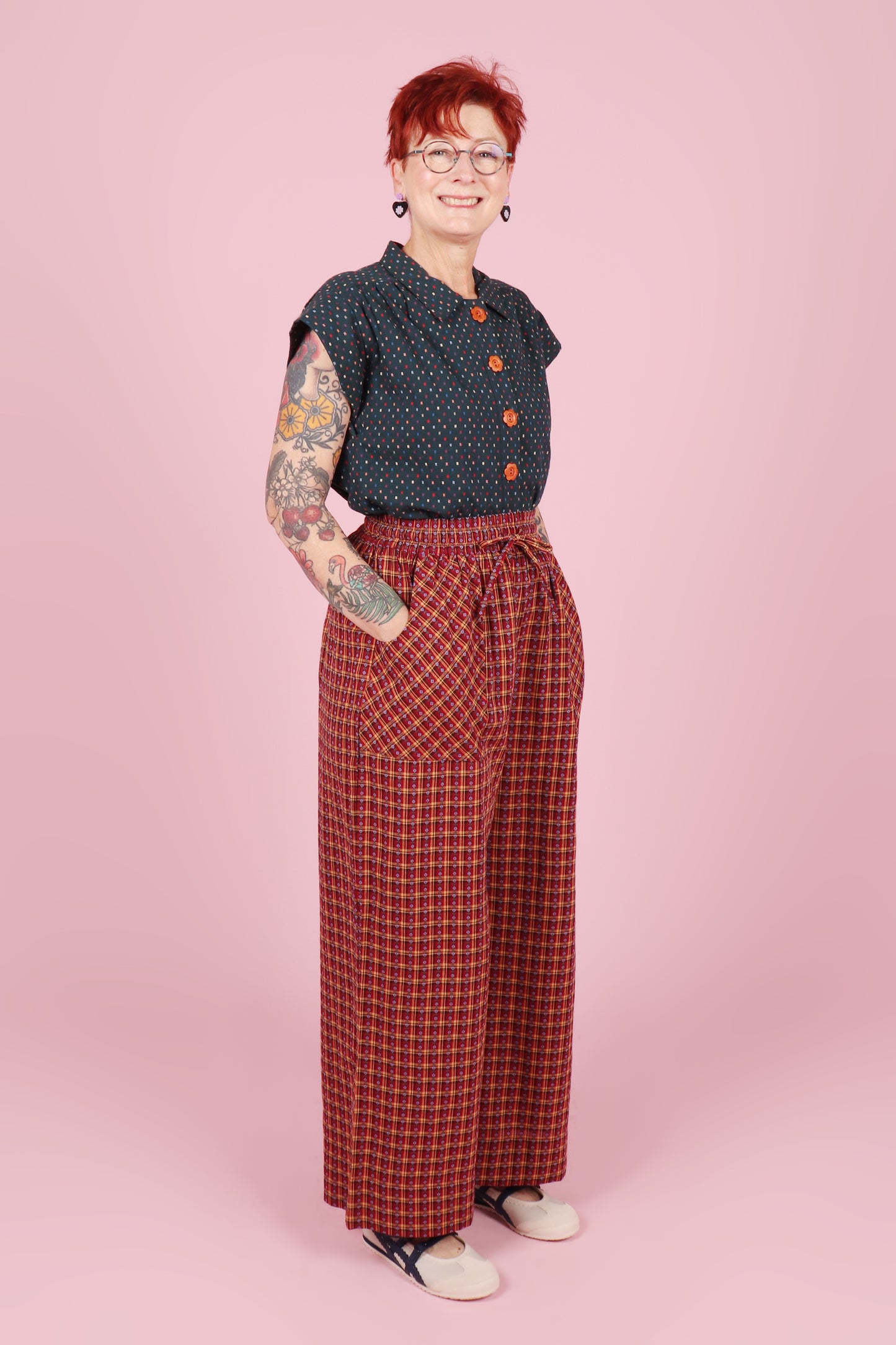 Paloma Pants Rose Plaid