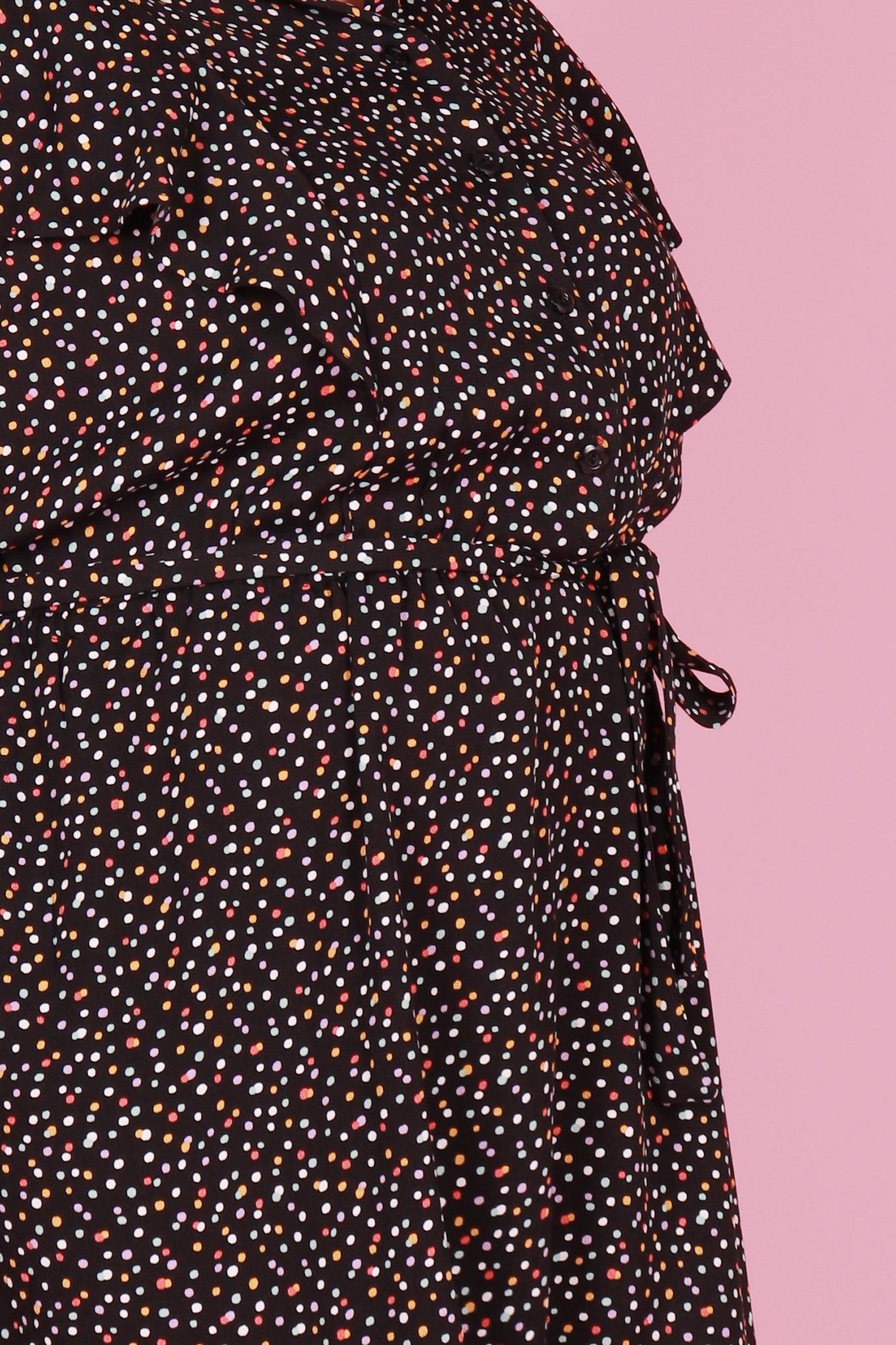 Gillian Dress Midi Begonia Multi Spot Black