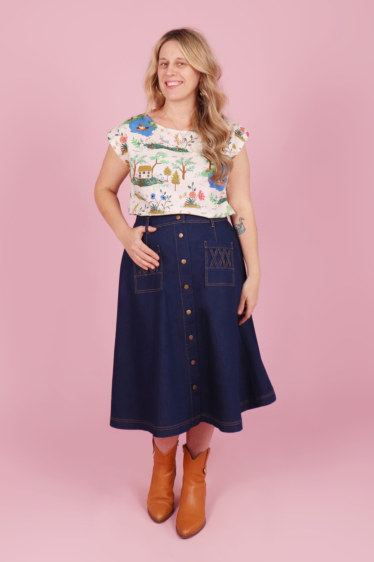 Peggy Skirt Midi Denim Forever