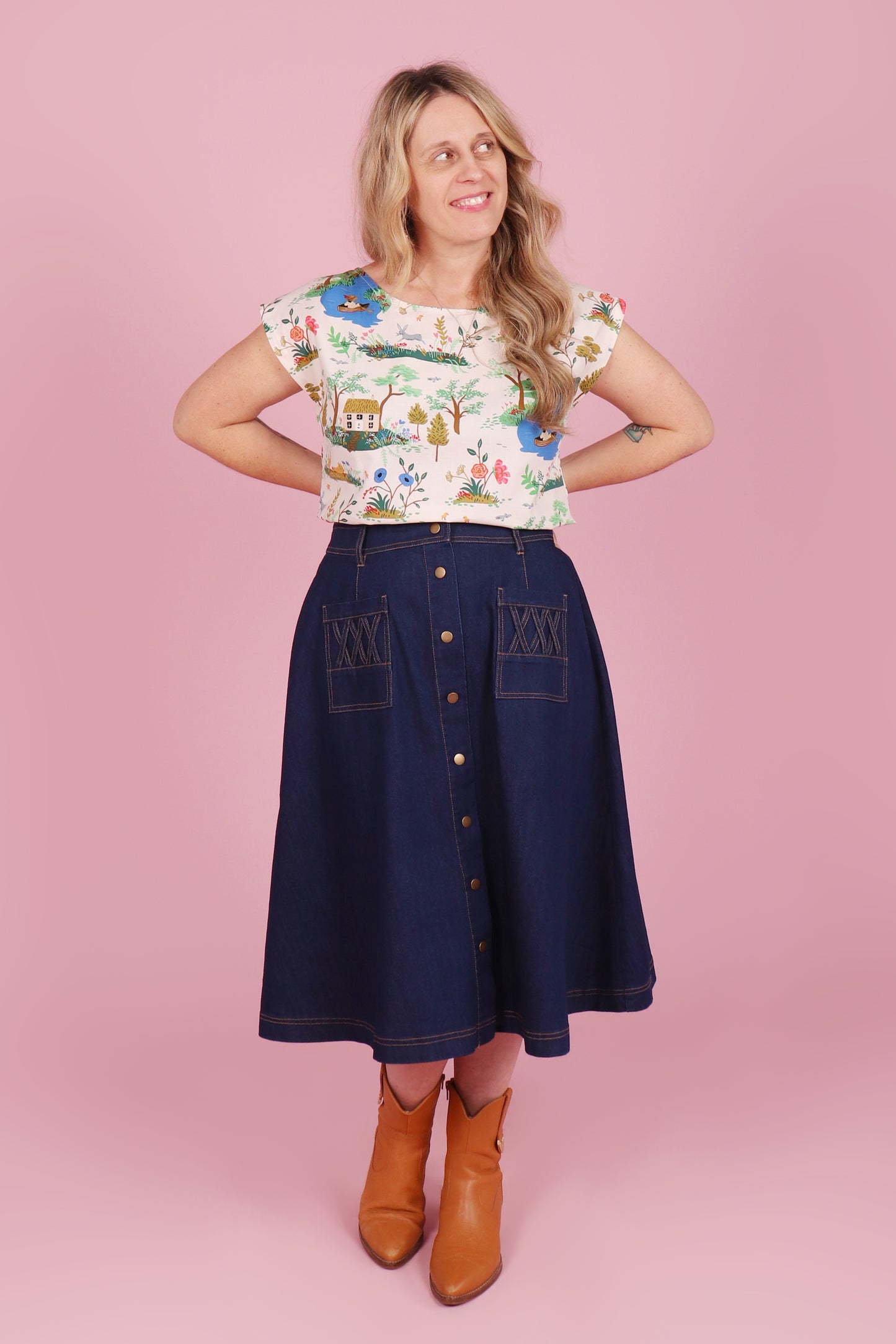 Peggy Skirt Midi Denim Forever