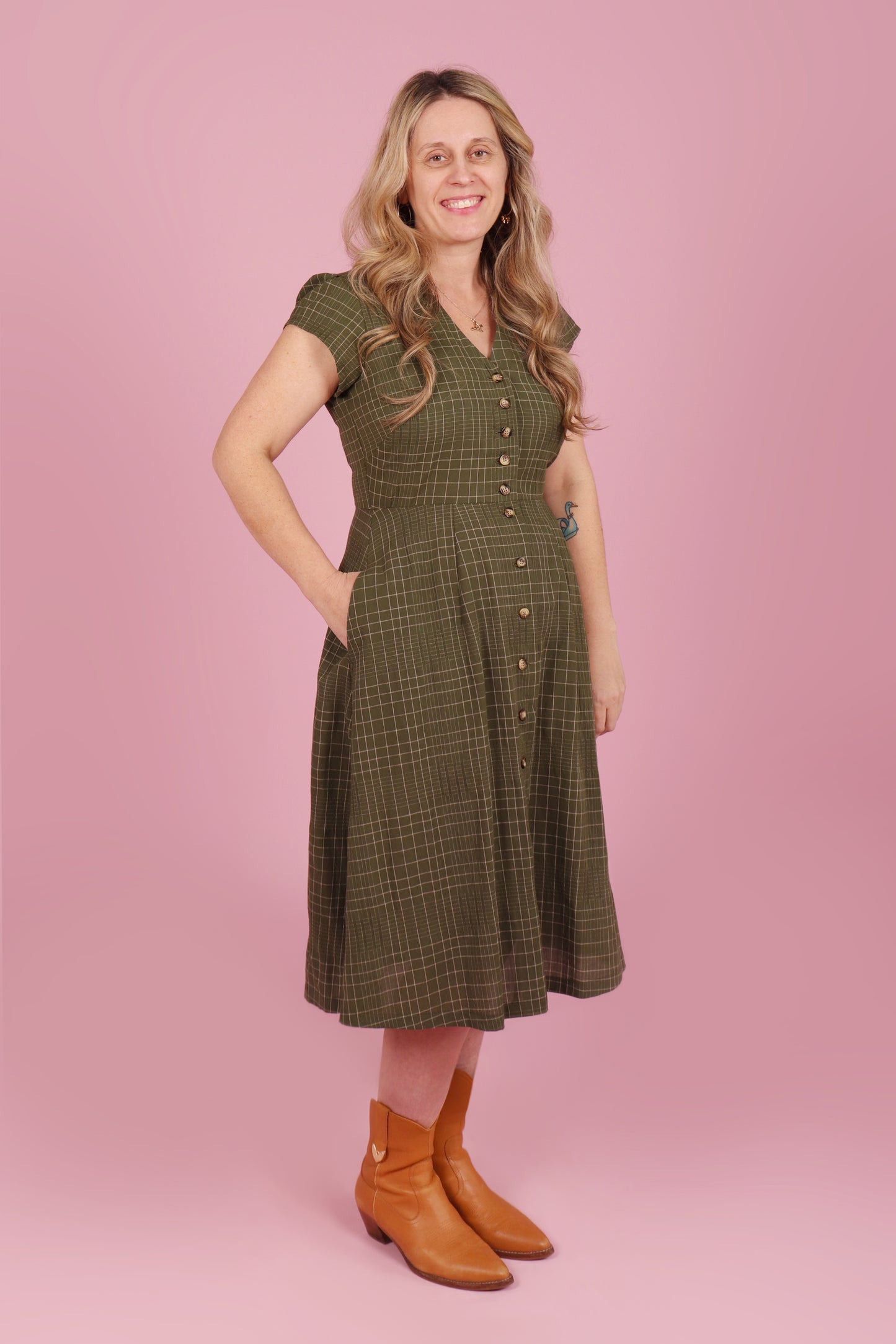 Saski Sister Dress Long Loomed Plaid
