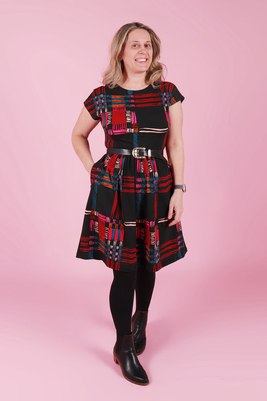 Edie Jersey Dress Painted Plaid