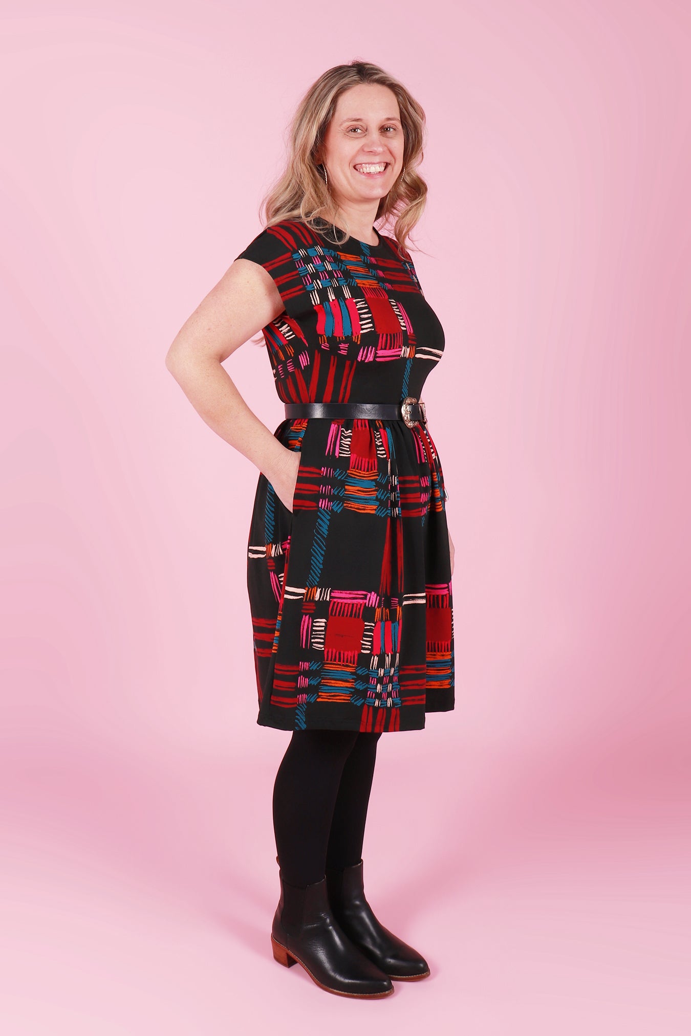 Edie Jersey Dress Painted Plaid