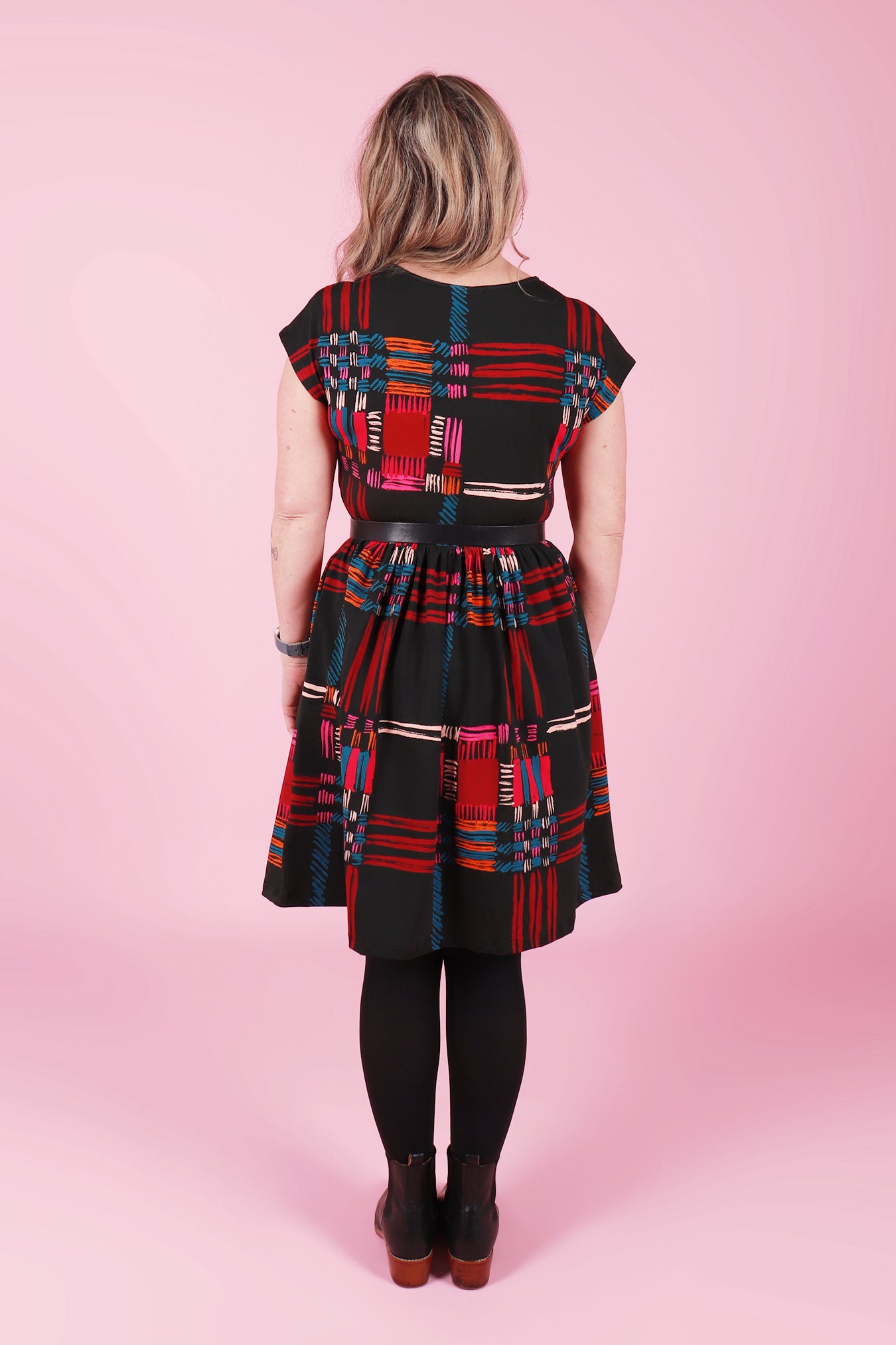 Edie Jersey Dress Painted Plaid