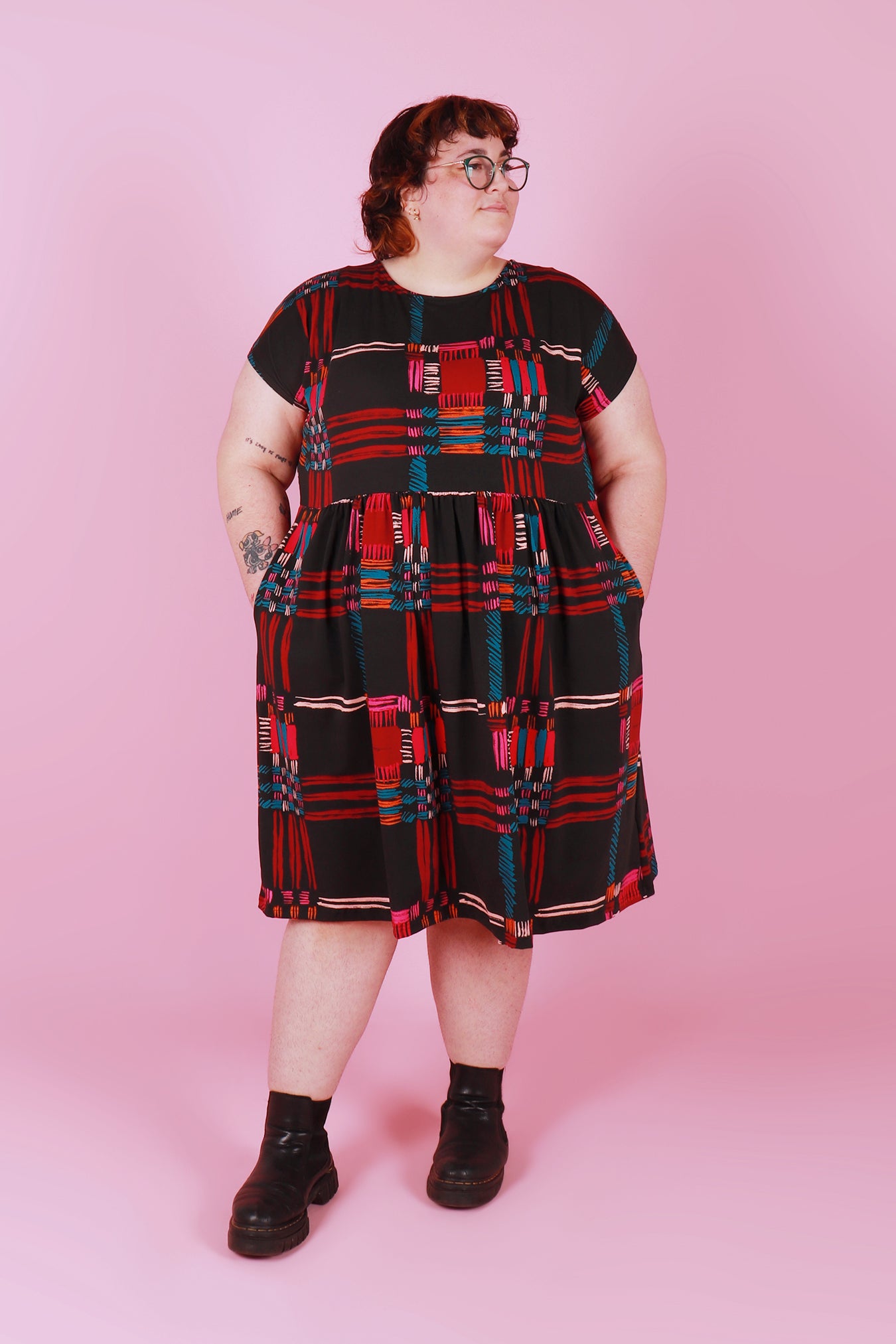 Edie Jersey Dress Painted Plaid