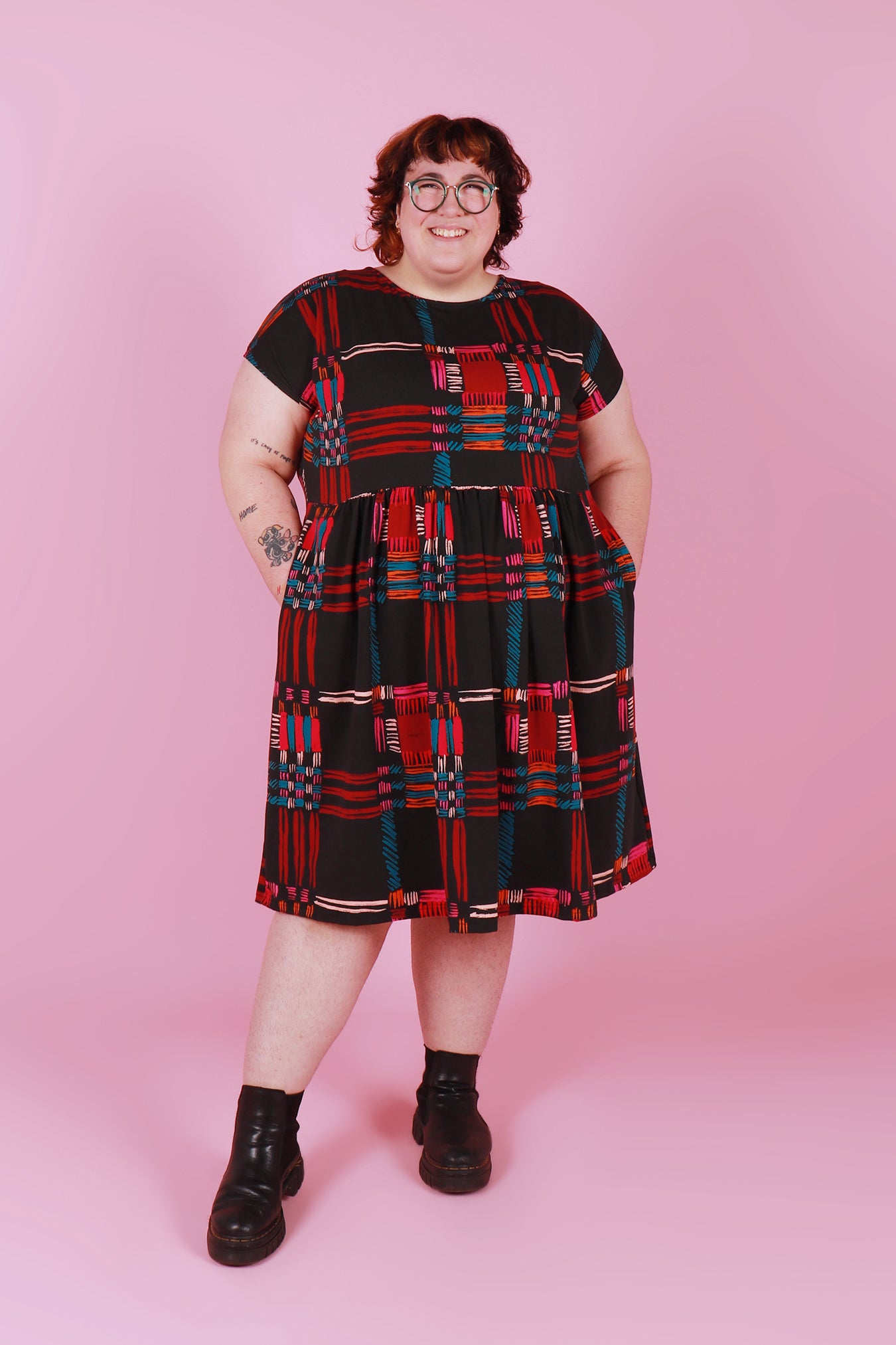 Edie Jersey Dress Painted Plaid