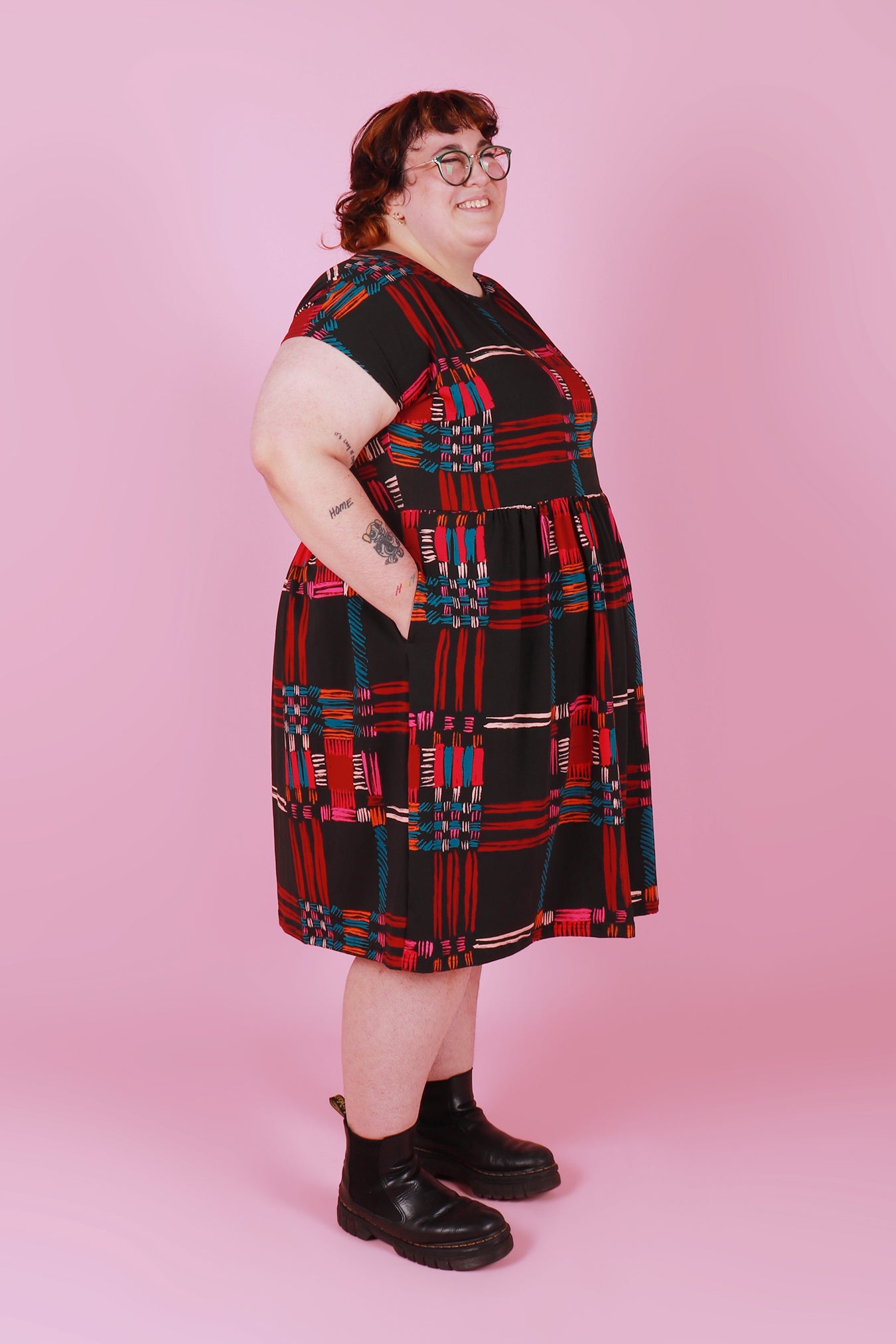 Edie Jersey Dress Painted Plaid