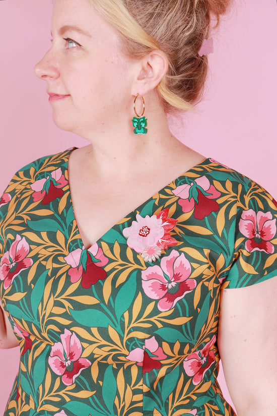 Wonderland Pansy Hoops Green