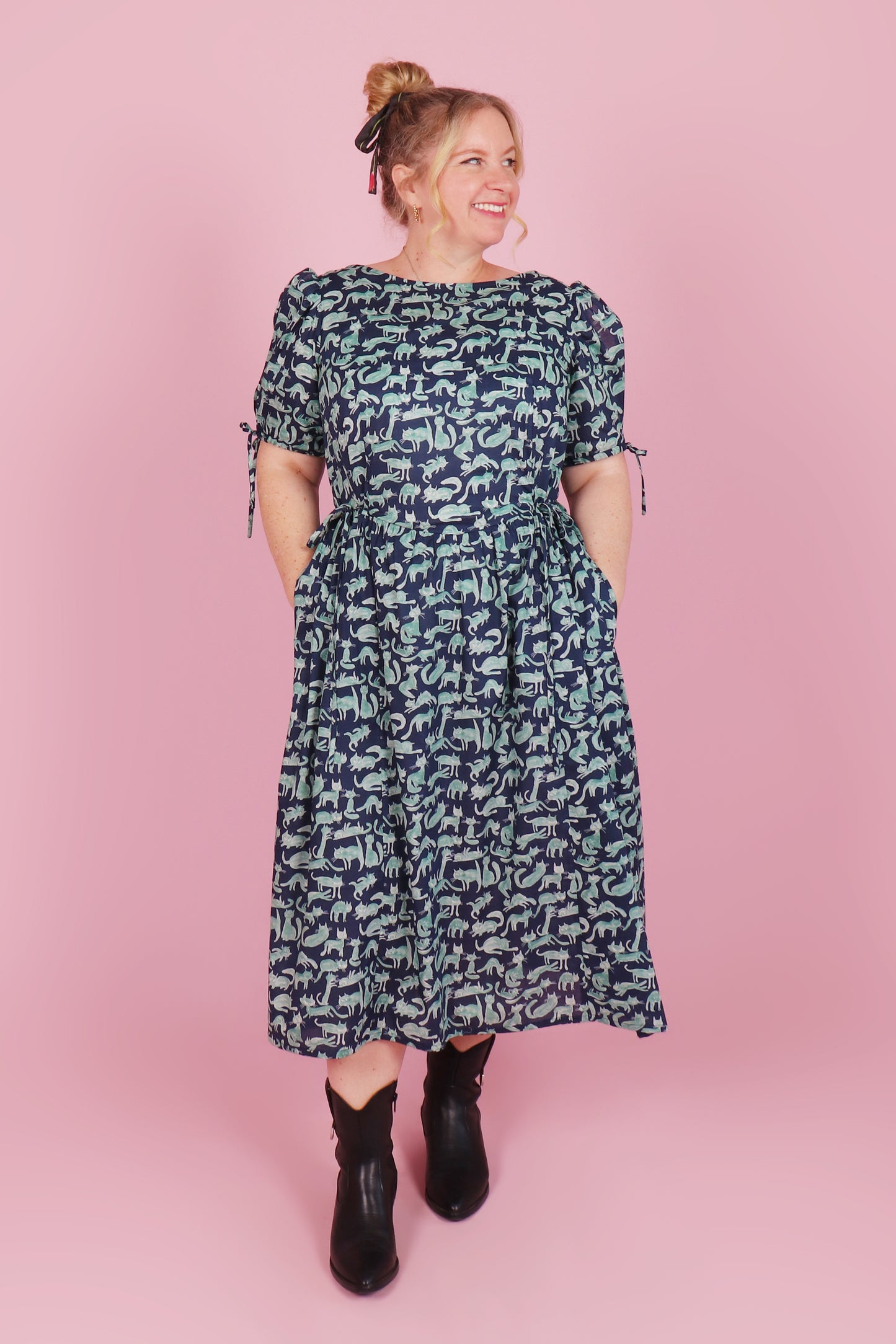 Harriet Dress Long Covered in Cats