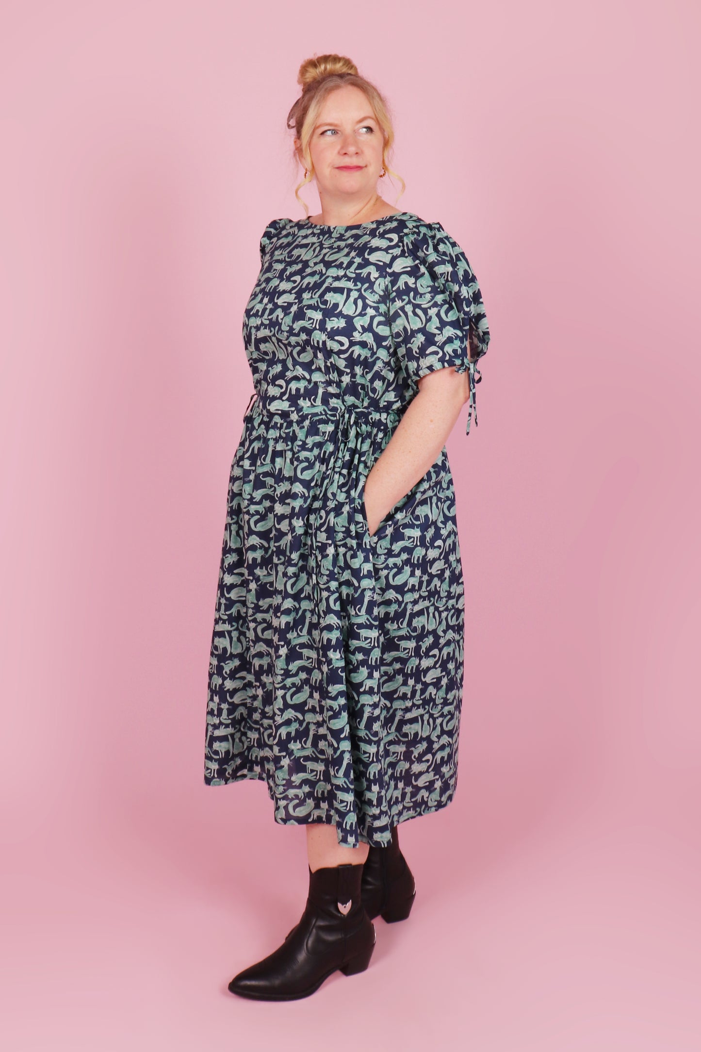 Harriet Dress Long Covered in Cats