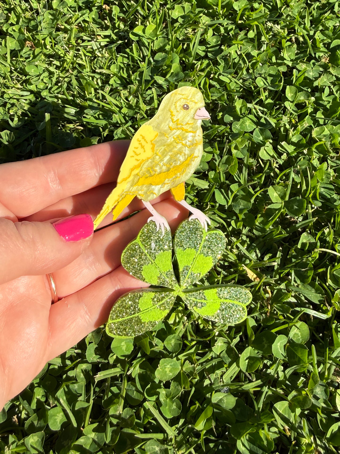 Canary Clover Brooch Yellow