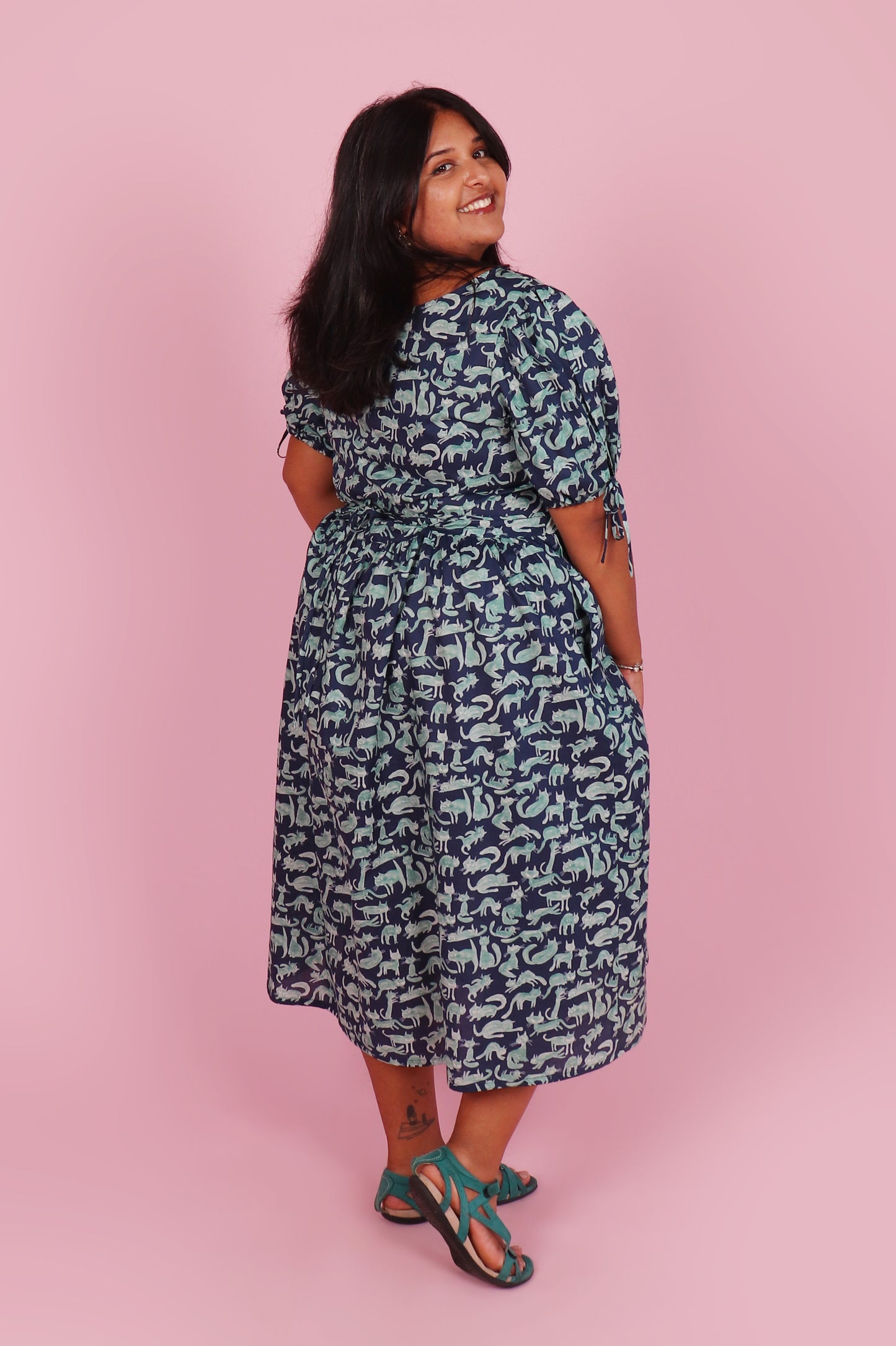 Harriet Dress Long Covered in Cats