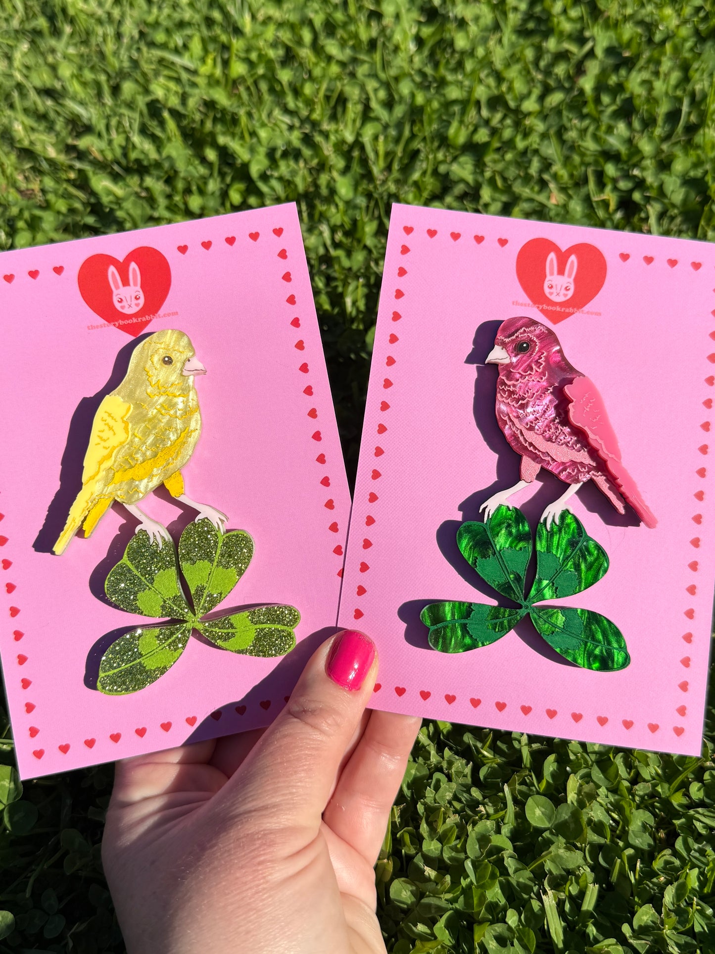 Canary Clover Brooch Pink