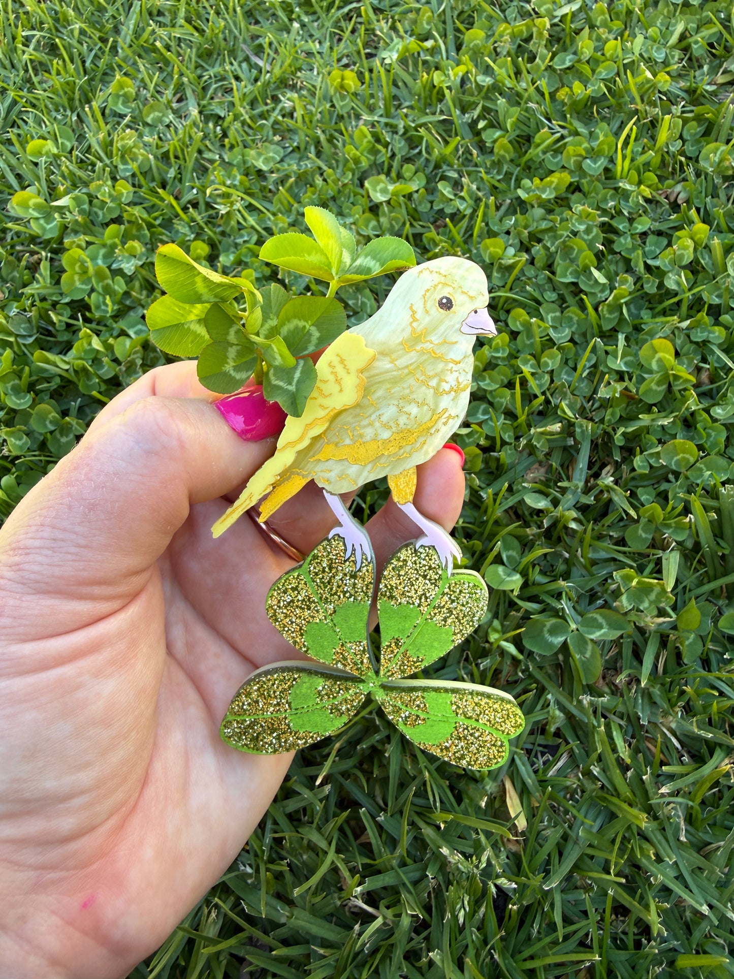 Canary Clover Brooch Yellow