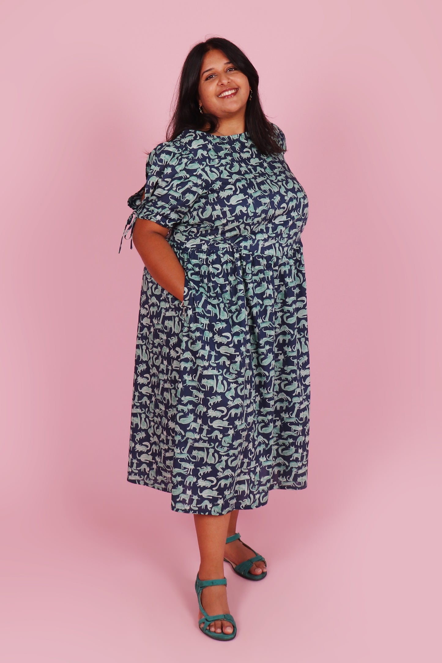 Harriet Dress Long Covered in Cats