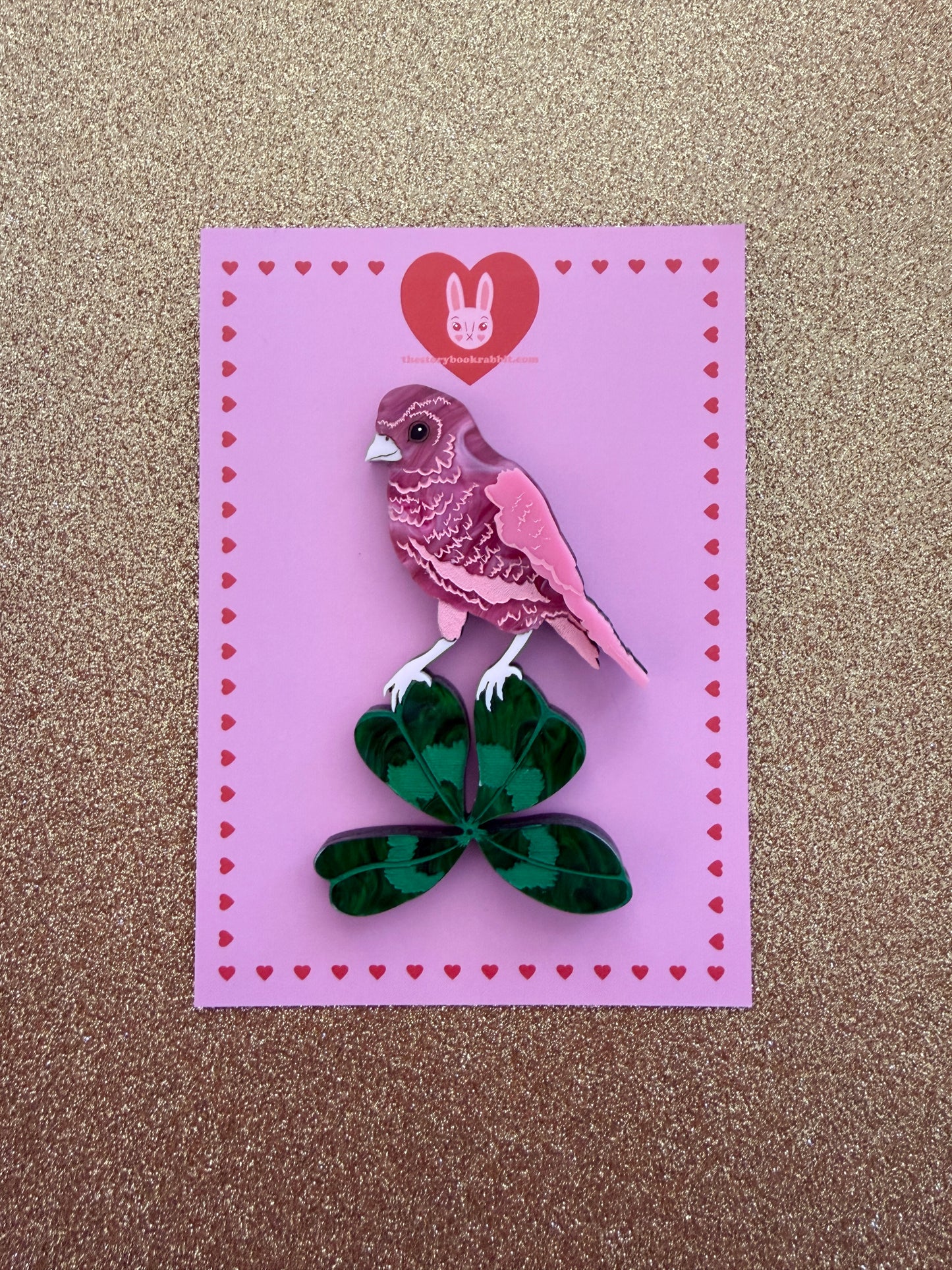 Canary Clover Brooch Pink