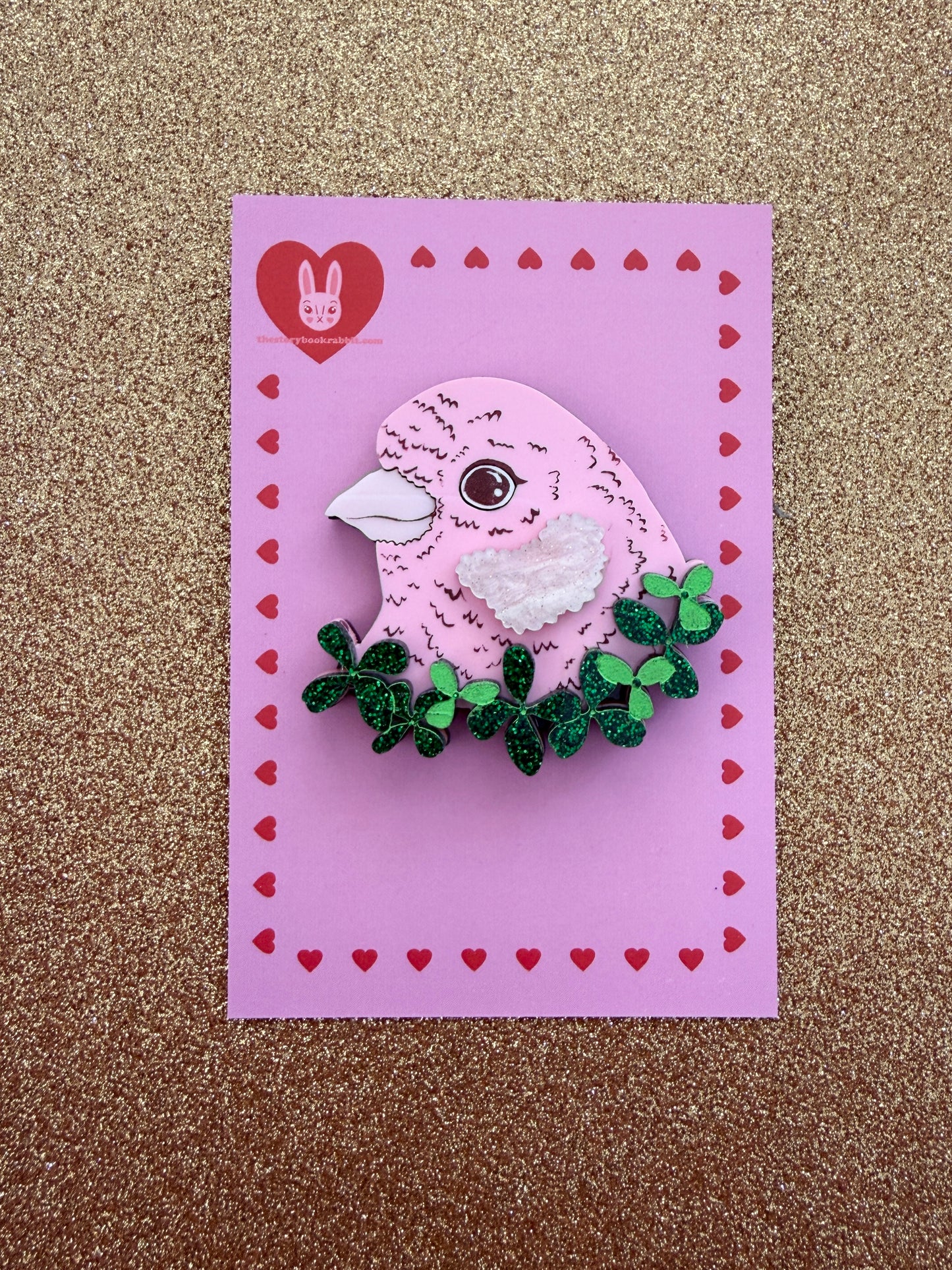Canary Wreath Brooch Pink