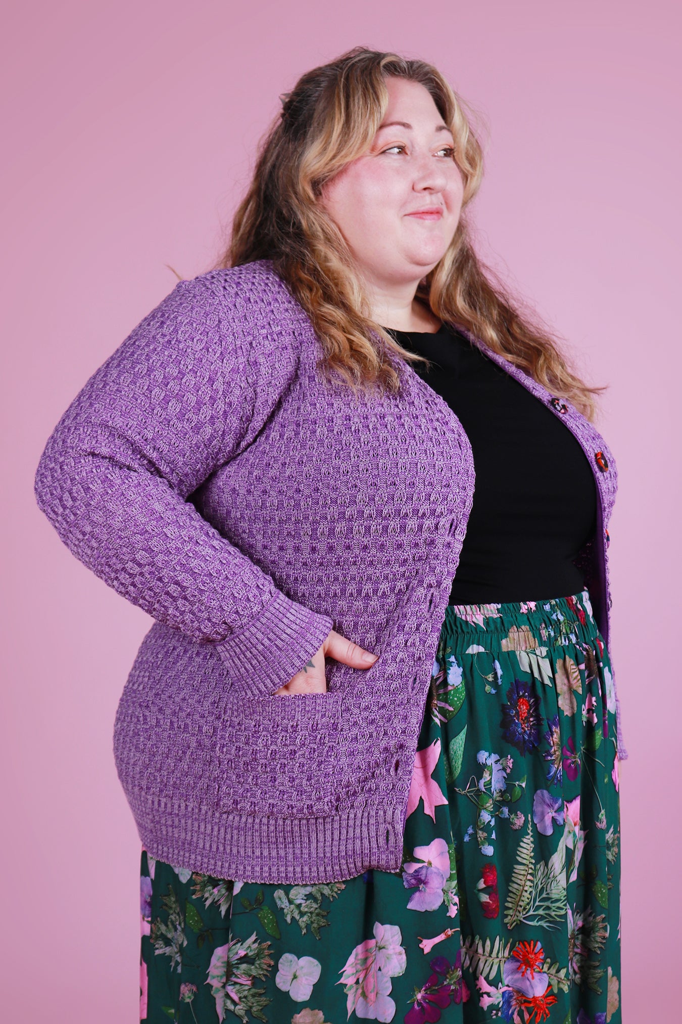 Cosy Clementine Cardie Marble Grape