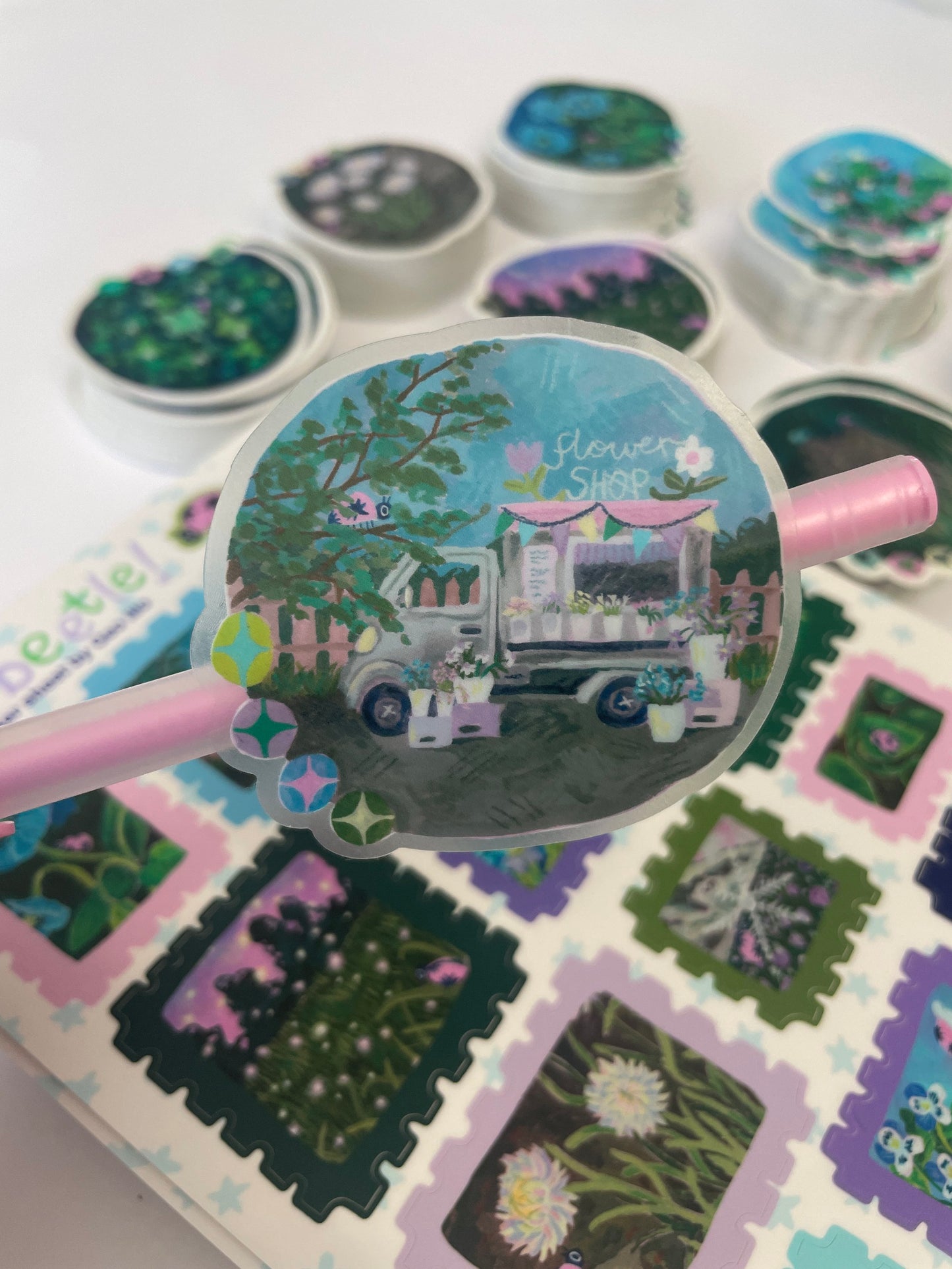 roadside flowers ~ clear sticker