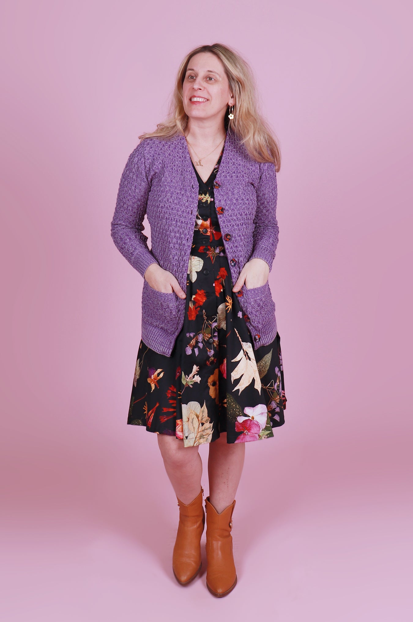 Cosy Clementine Cardie Marble Grape