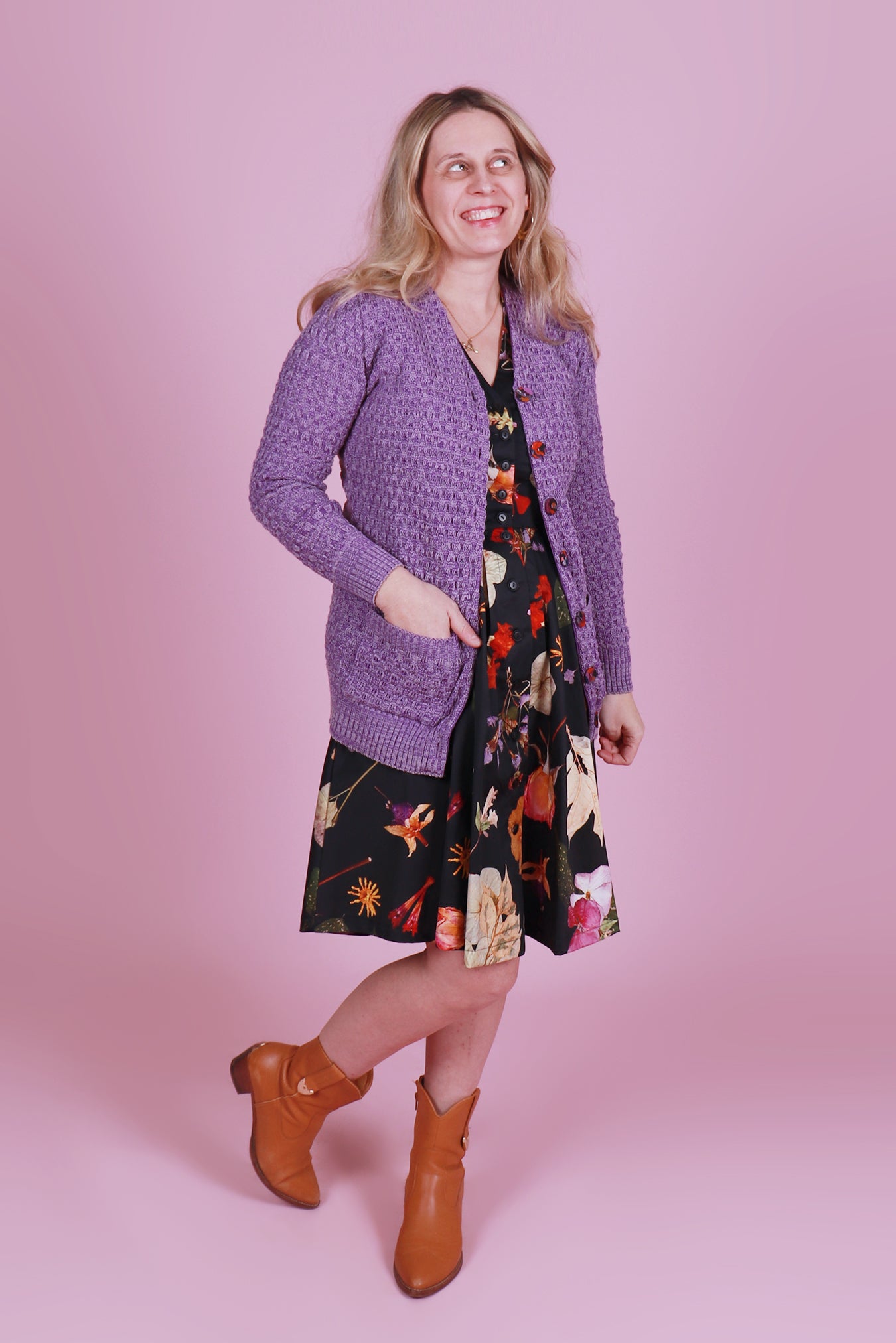 Cosy Clementine Cardie Marble Grape