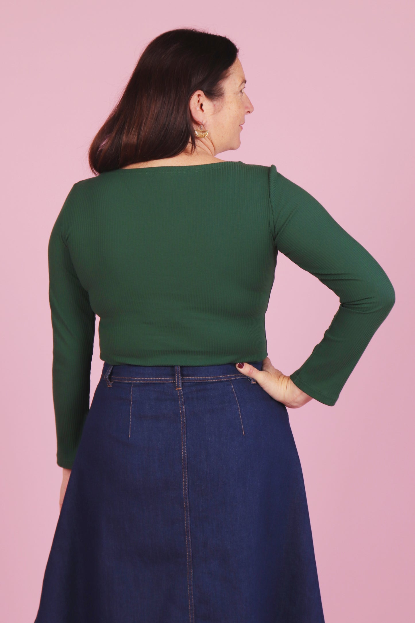 Blair Boat Neck Top Forest Rib