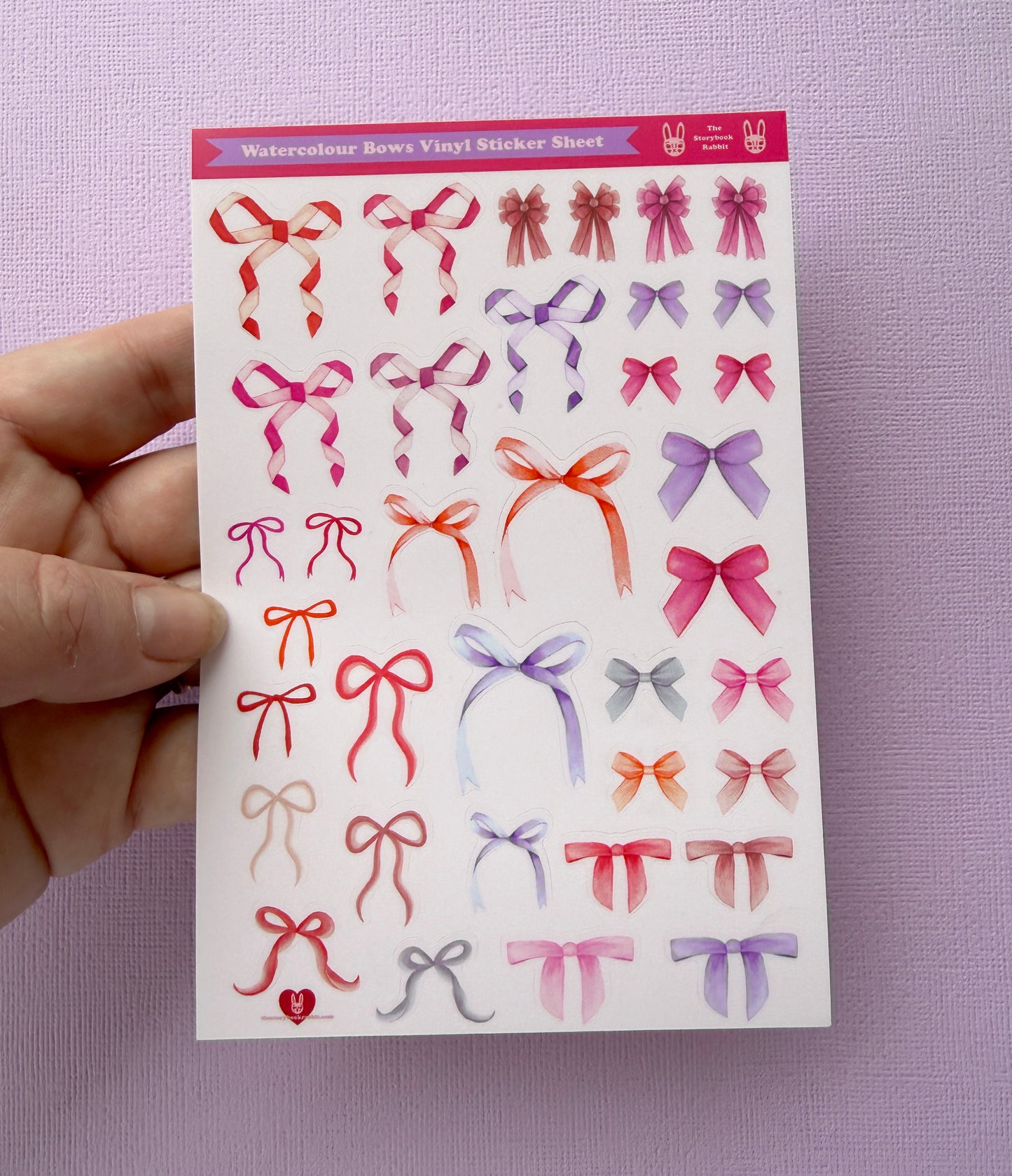 SBR Pink Watercolour Bows Stickers