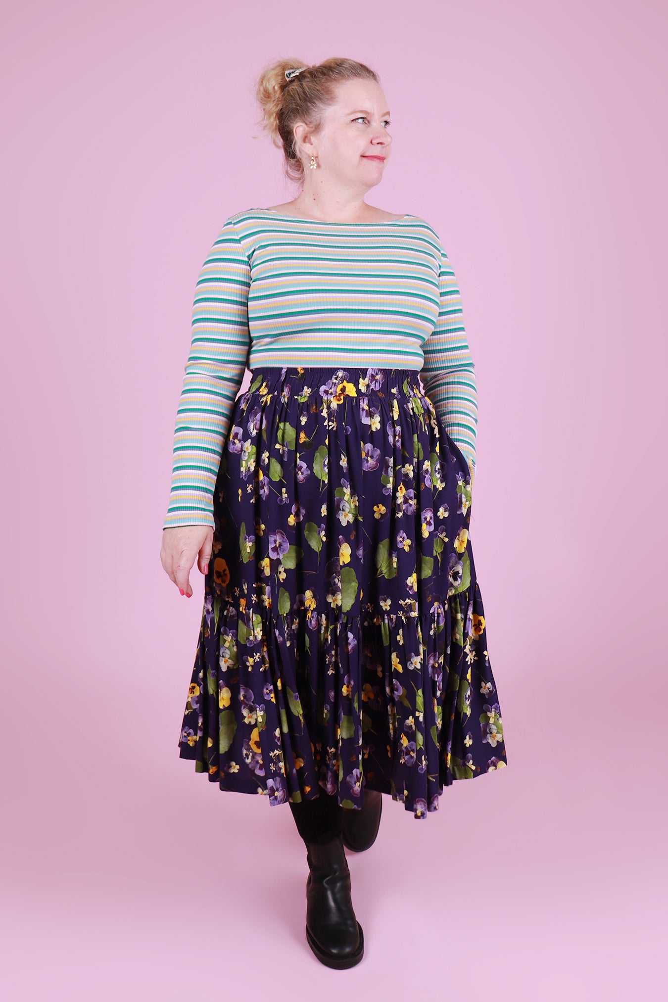 Blair Boatneck Top Seaglass Stripe