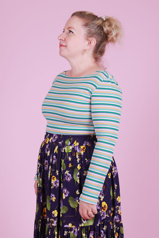Blair Boatneck Top Seaglass Stripe