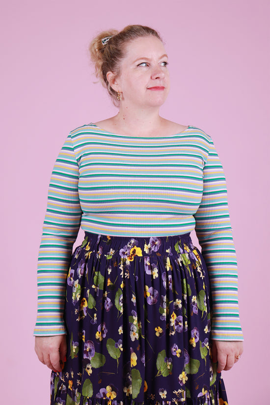 Blair Boatneck Top Seaglass Stripe