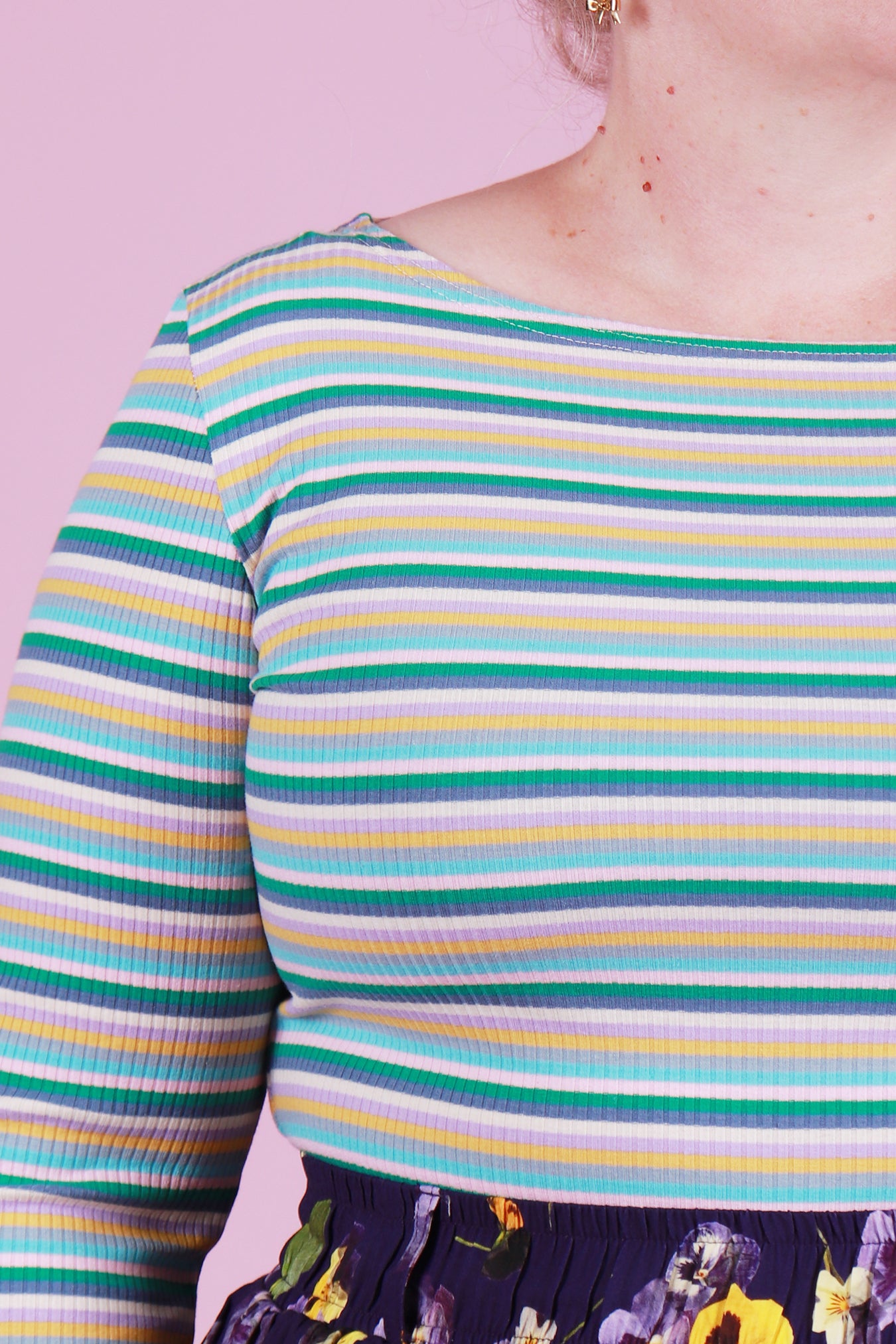 Blair Boatneck Top Seaglass Stripe