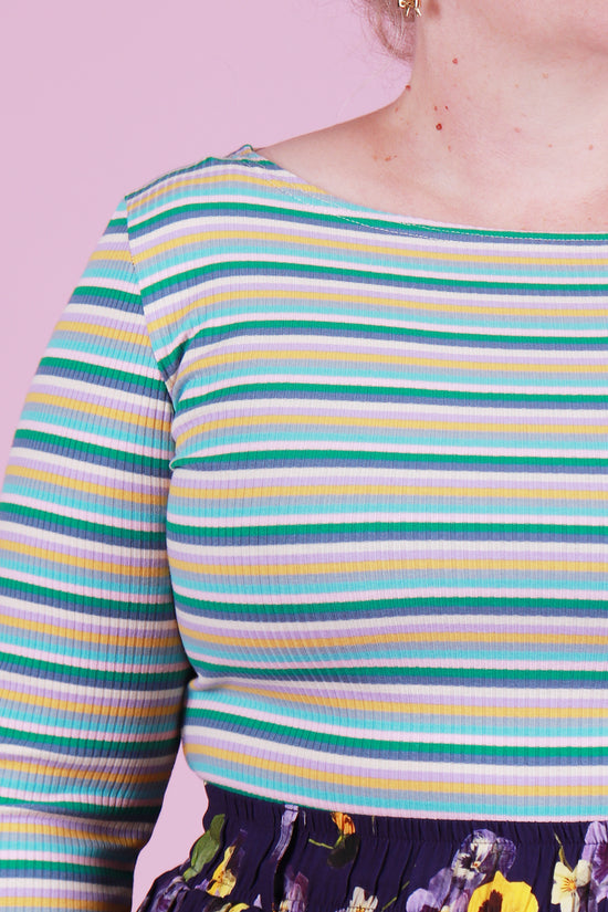 Blair Boatneck Top Seaglass Stripe