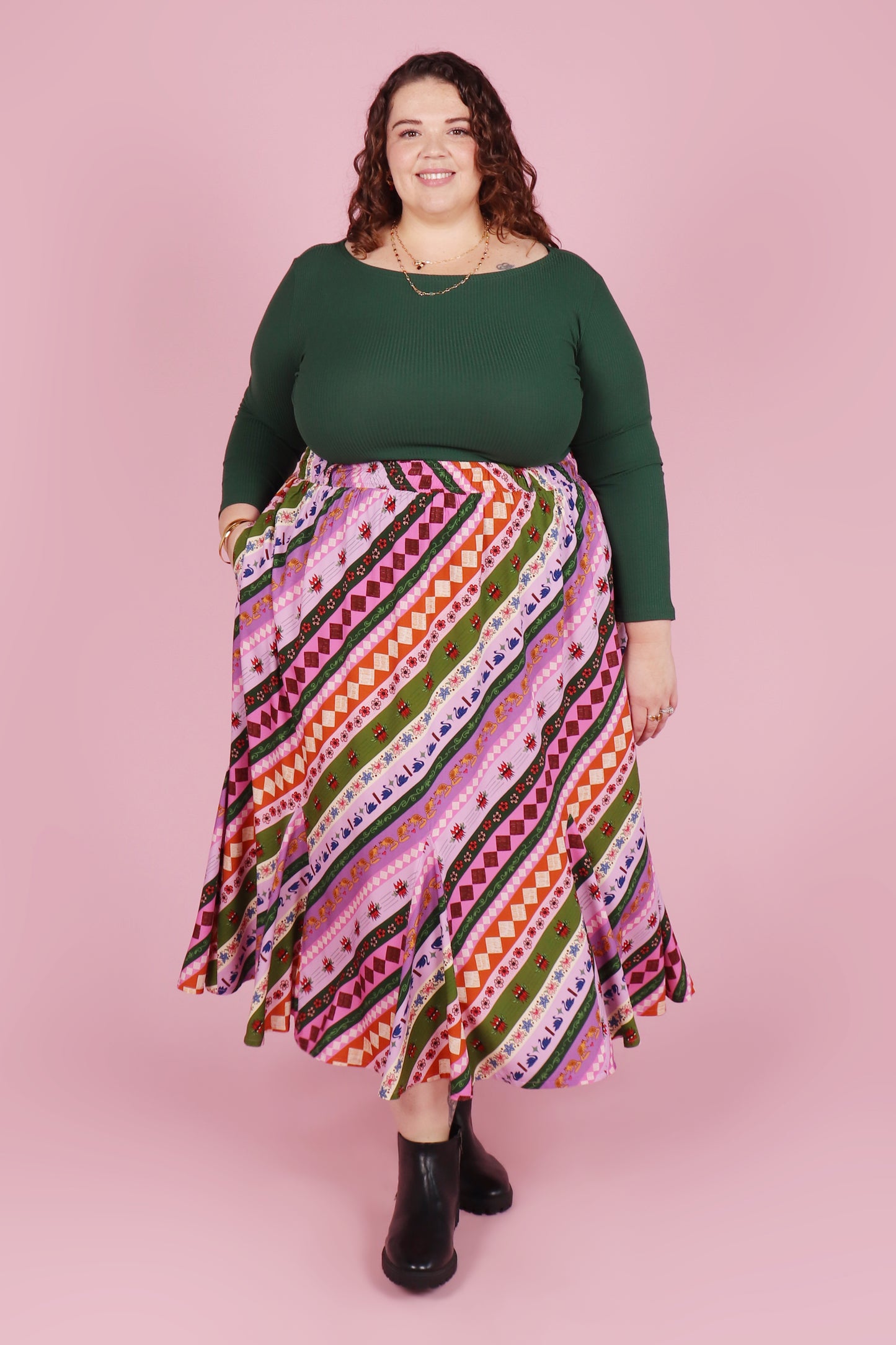 PRE ORDER Gillian Maxi Skirt Icon Diagonal Stripe