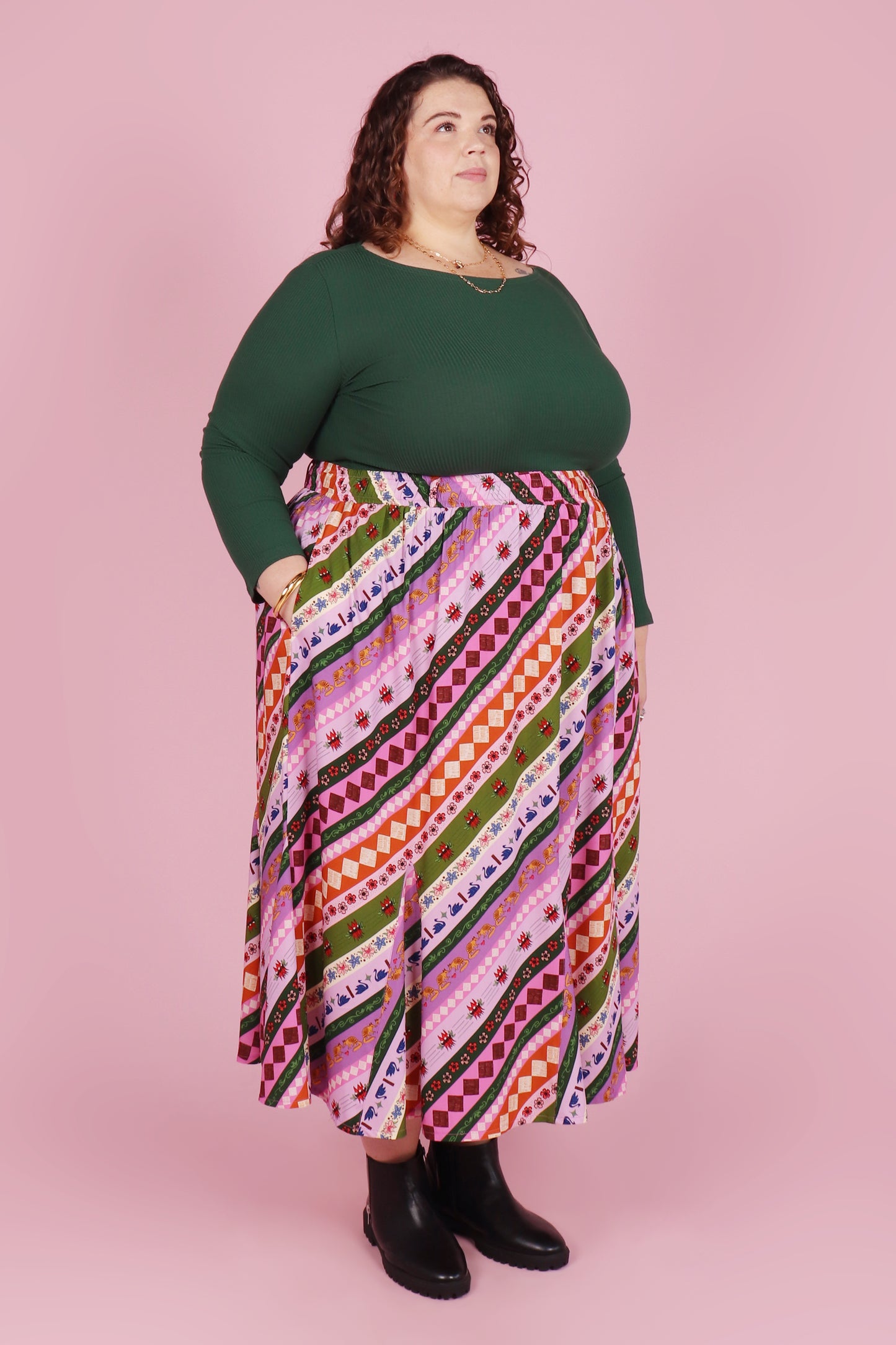 PRE ORDER Gillian Maxi Skirt Icon Diagonal Stripe
