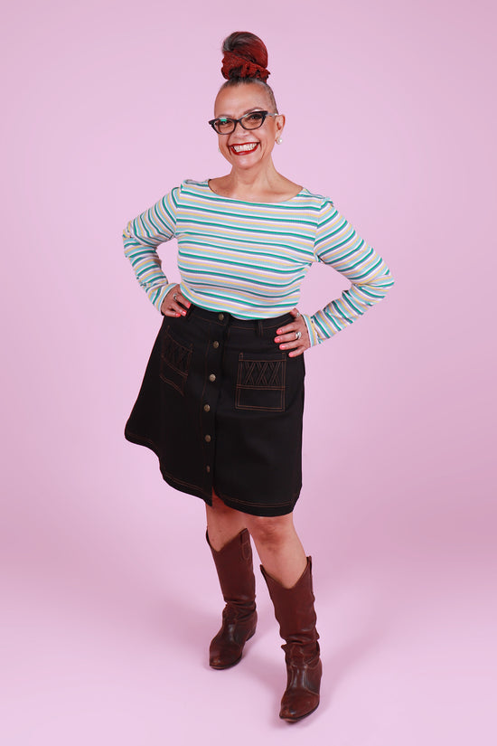 Blair Boatneck Top Seaglass Stripe