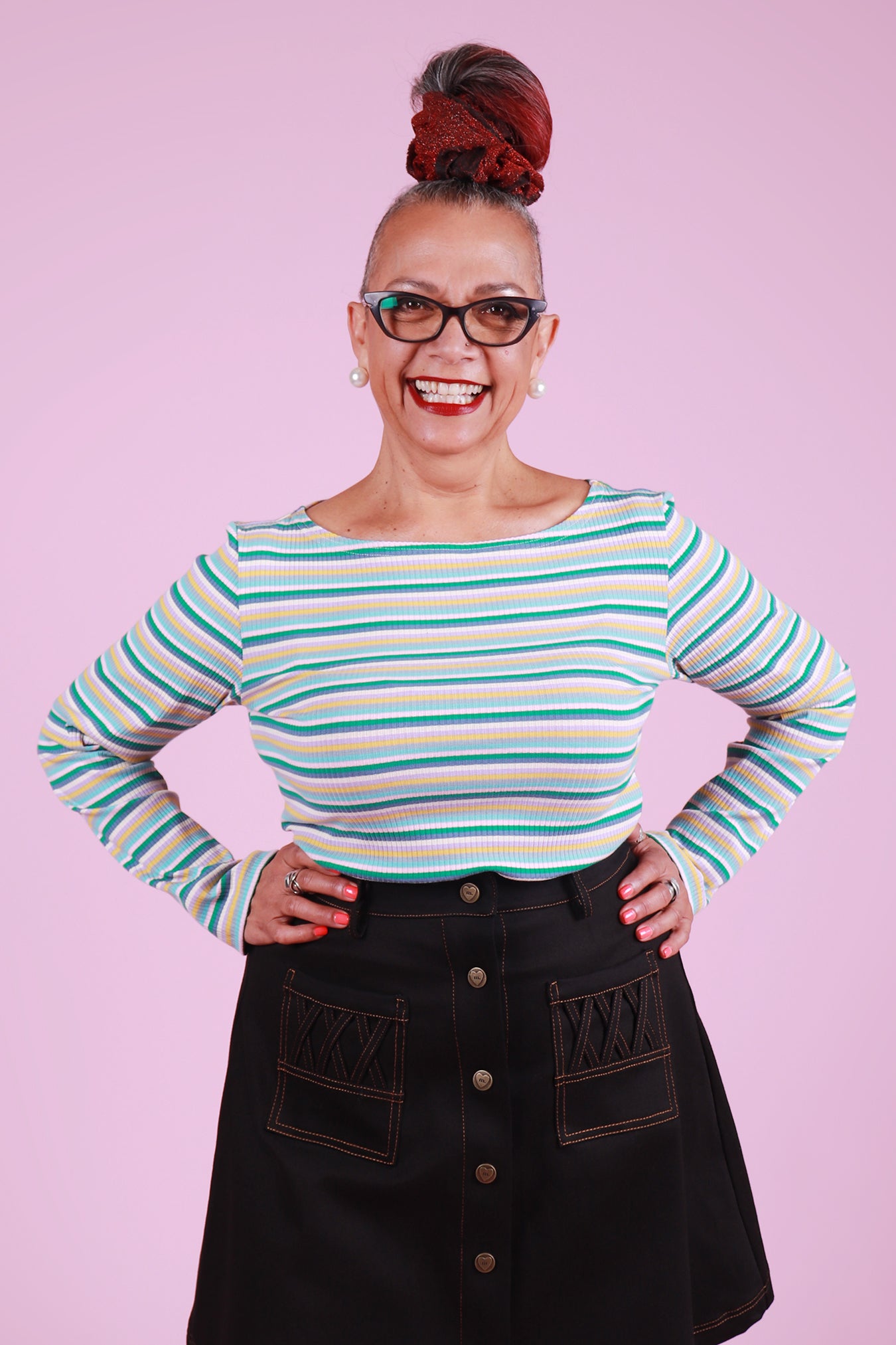 Blair Boatneck Top Seaglass Stripe