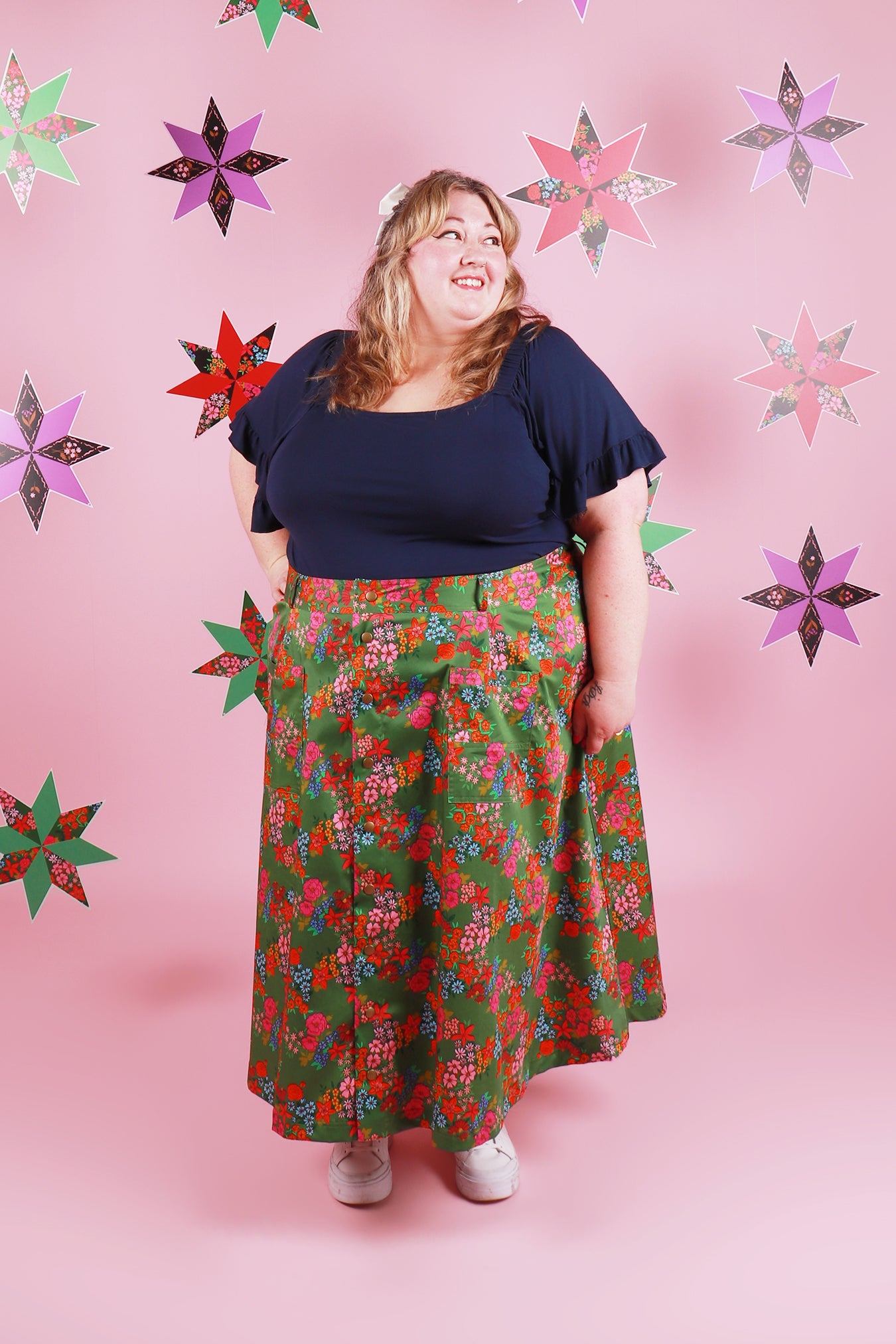 Peggy Skirt Midi Evelyn Floral