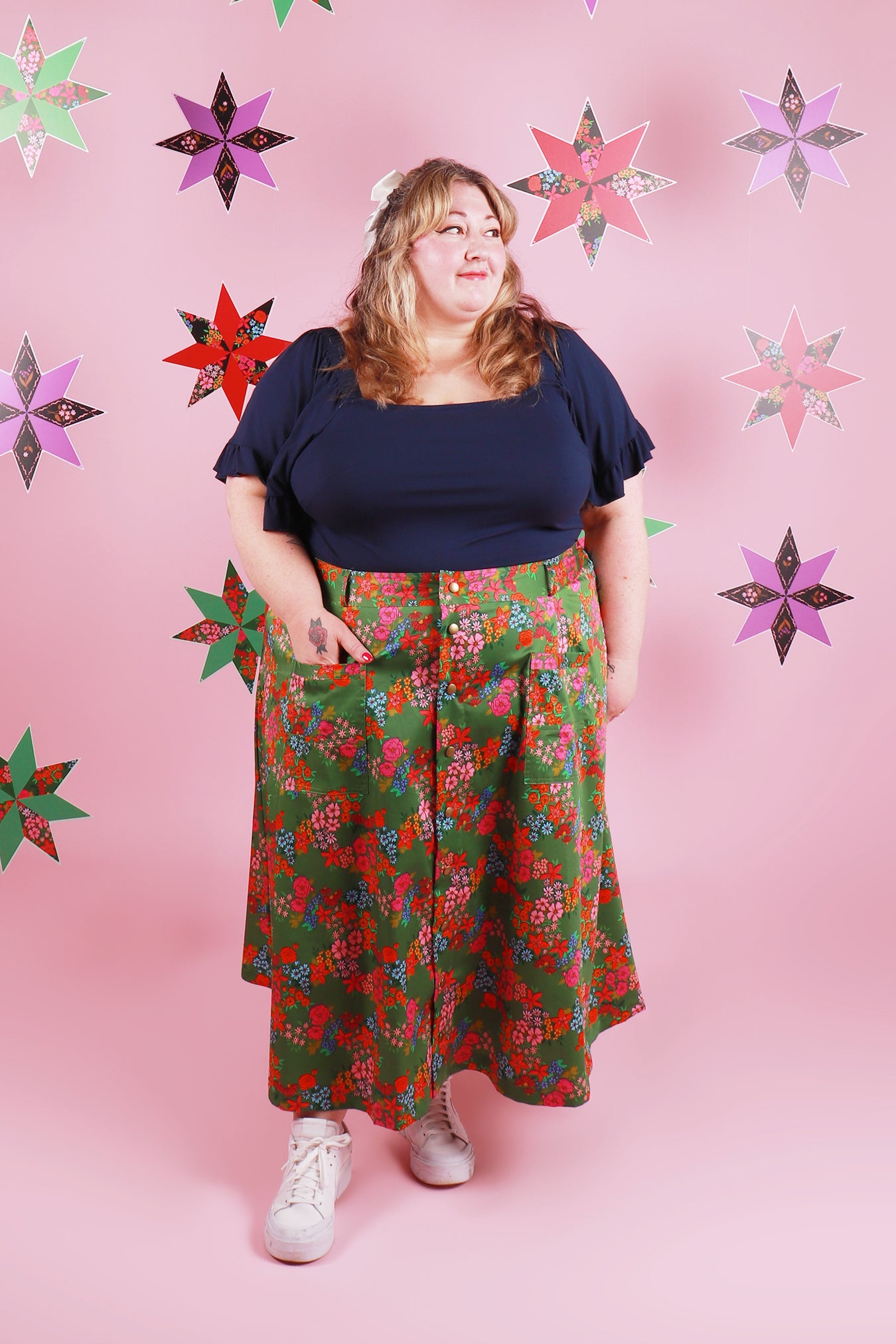 Peggy Skirt Midi Evelyn Floral