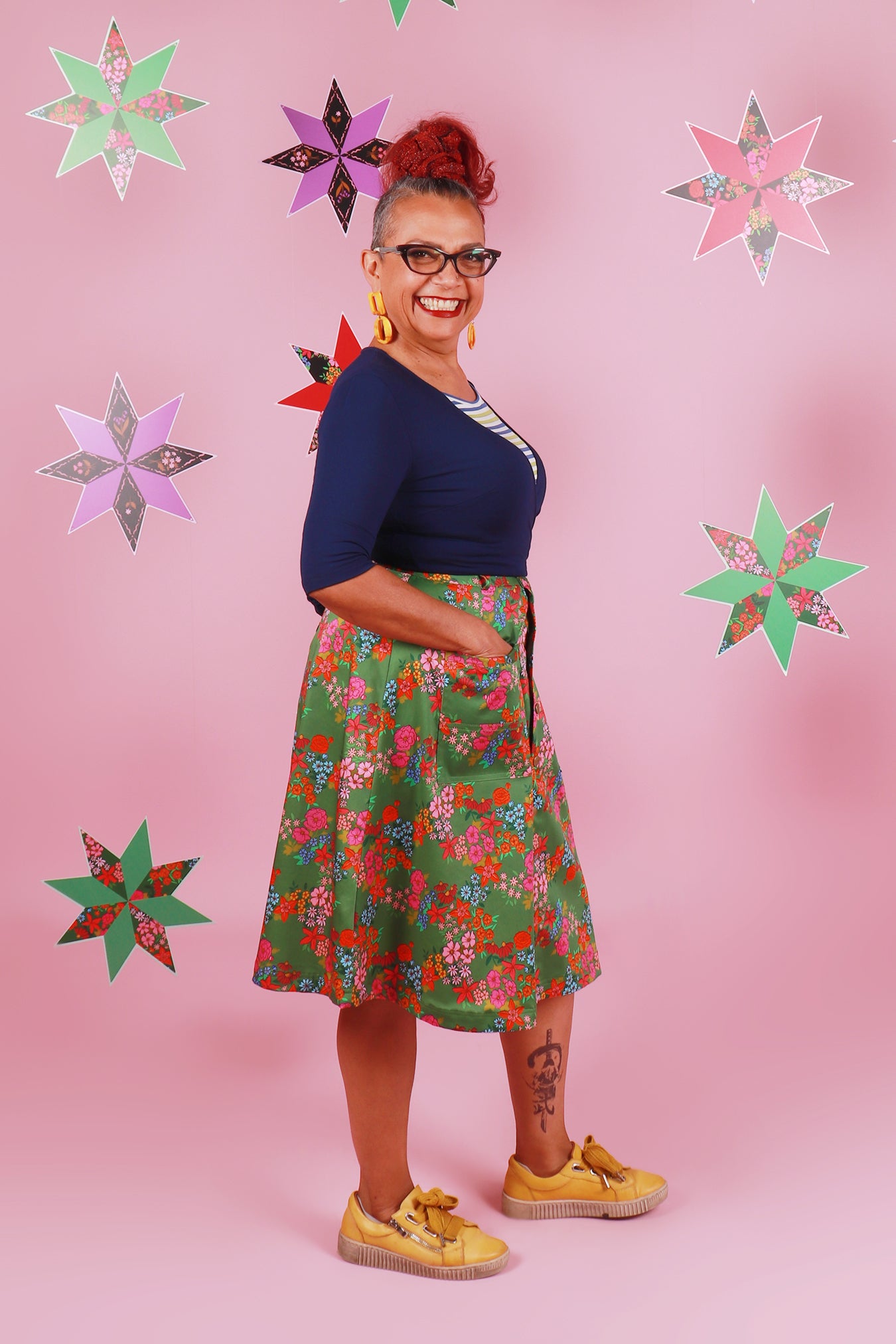 Peggy Skirt Midi Evelyn Floral