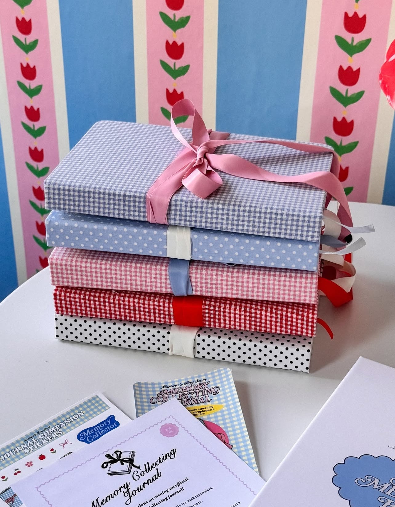 Martina's Signature Ribbon Junk Journal- Fairy Floss Pink Gingham