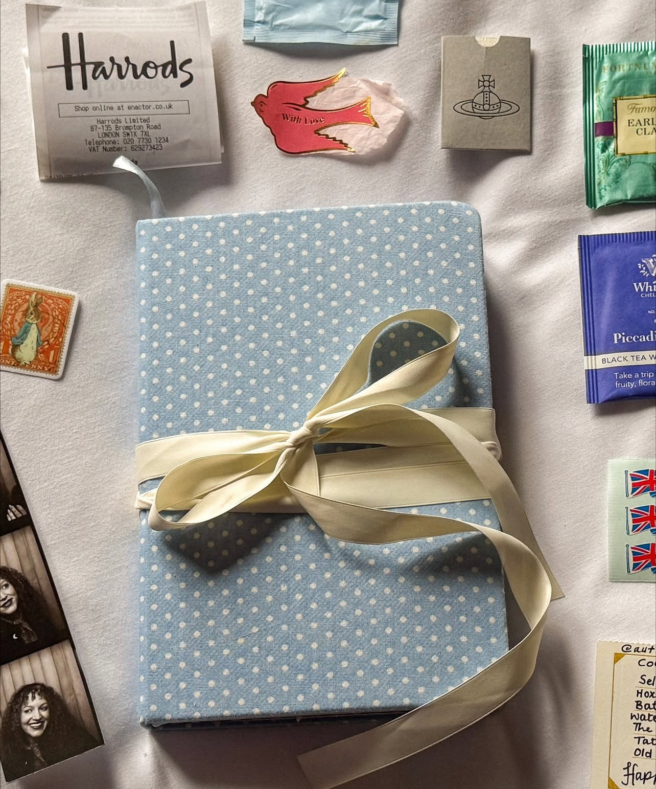 Martina's Signature Ribbon Junk Journal- Blue Polka Dot + Cream Ribbon