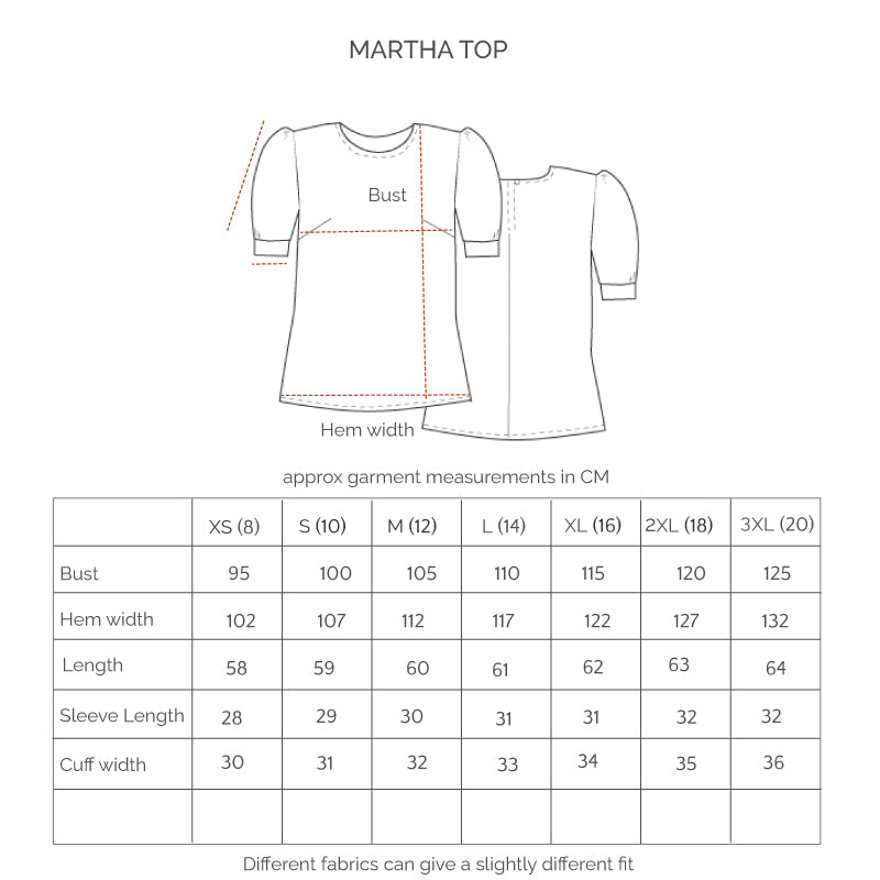 Martha Top - Woodcut Flowers Print in Arctic Blue & Bleach