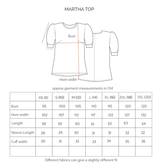 Martha Top - Woodcut Flowers Print in Arctic Blue & Bleach
