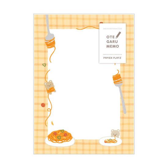 Memo Pad Otegaru Bear eating pasta
