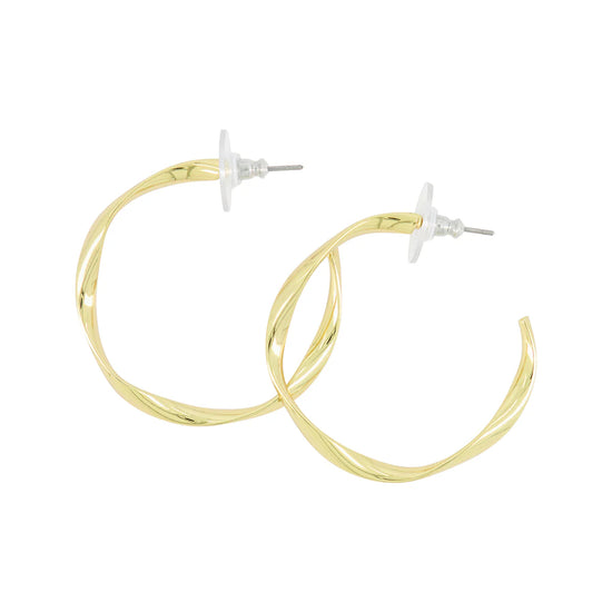 Twisted Hoop Earring Midi Metallic Gold