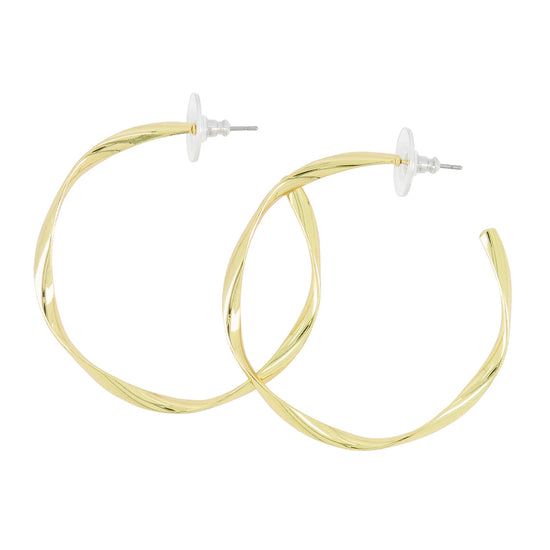 Twisted Hoop Earring Large Metallic Gold