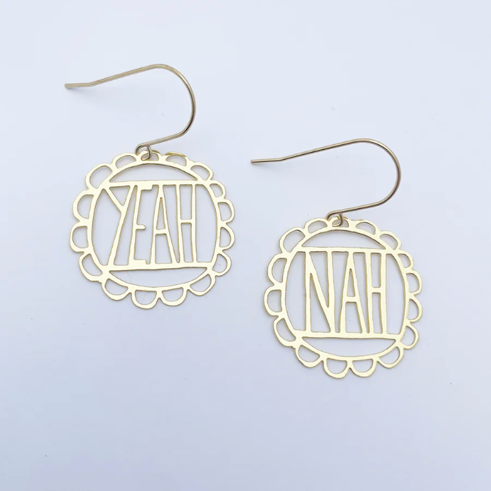 Mini Yeah/Nah Earrings in Gold