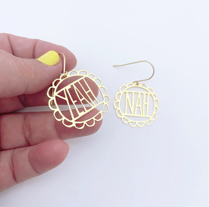 Mini Yeah/Nah Earrings in Gold